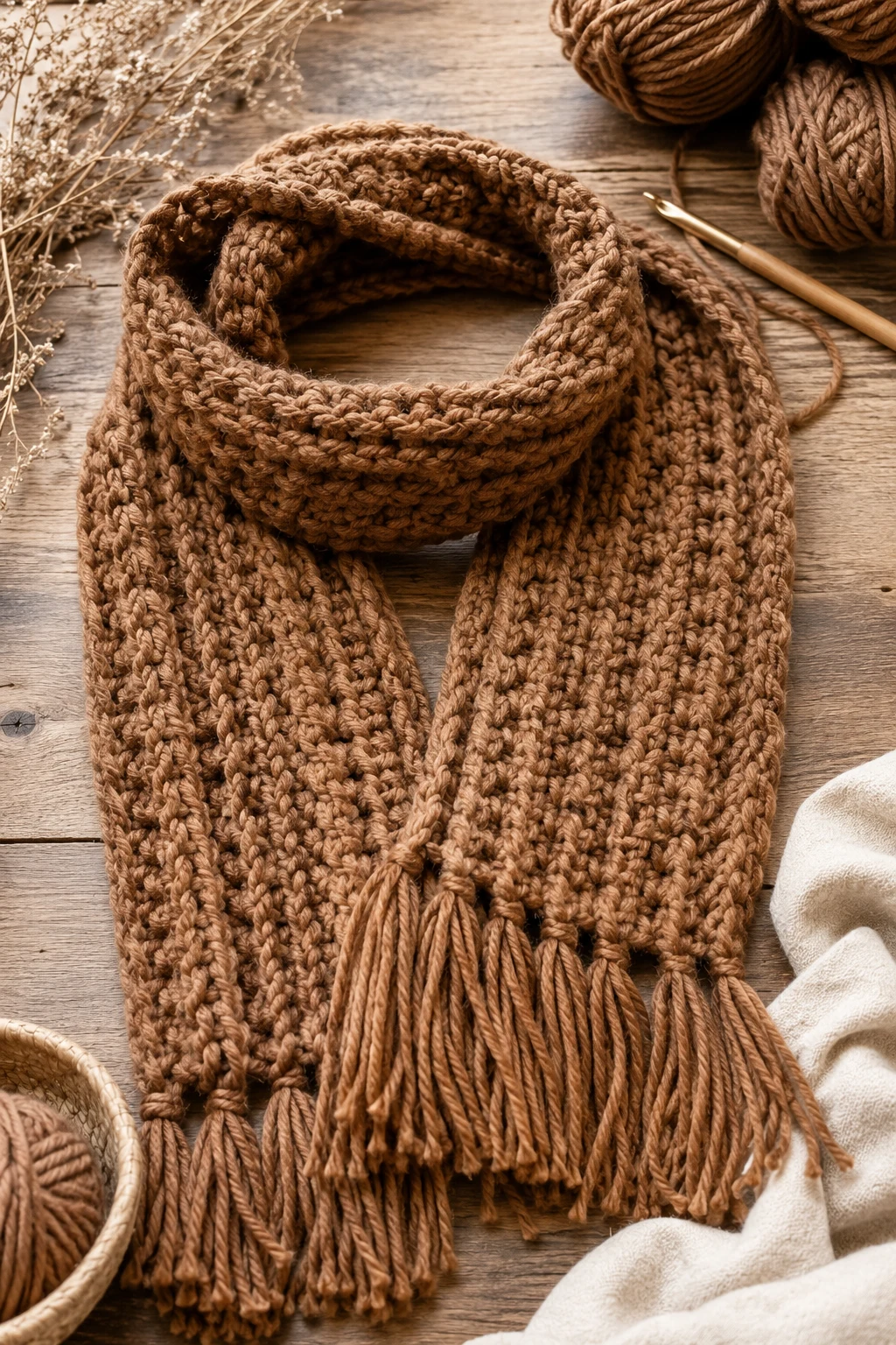 Chunky Crochet Scarf for a Cozy Winter Gift — crochet presents ideas style outfit