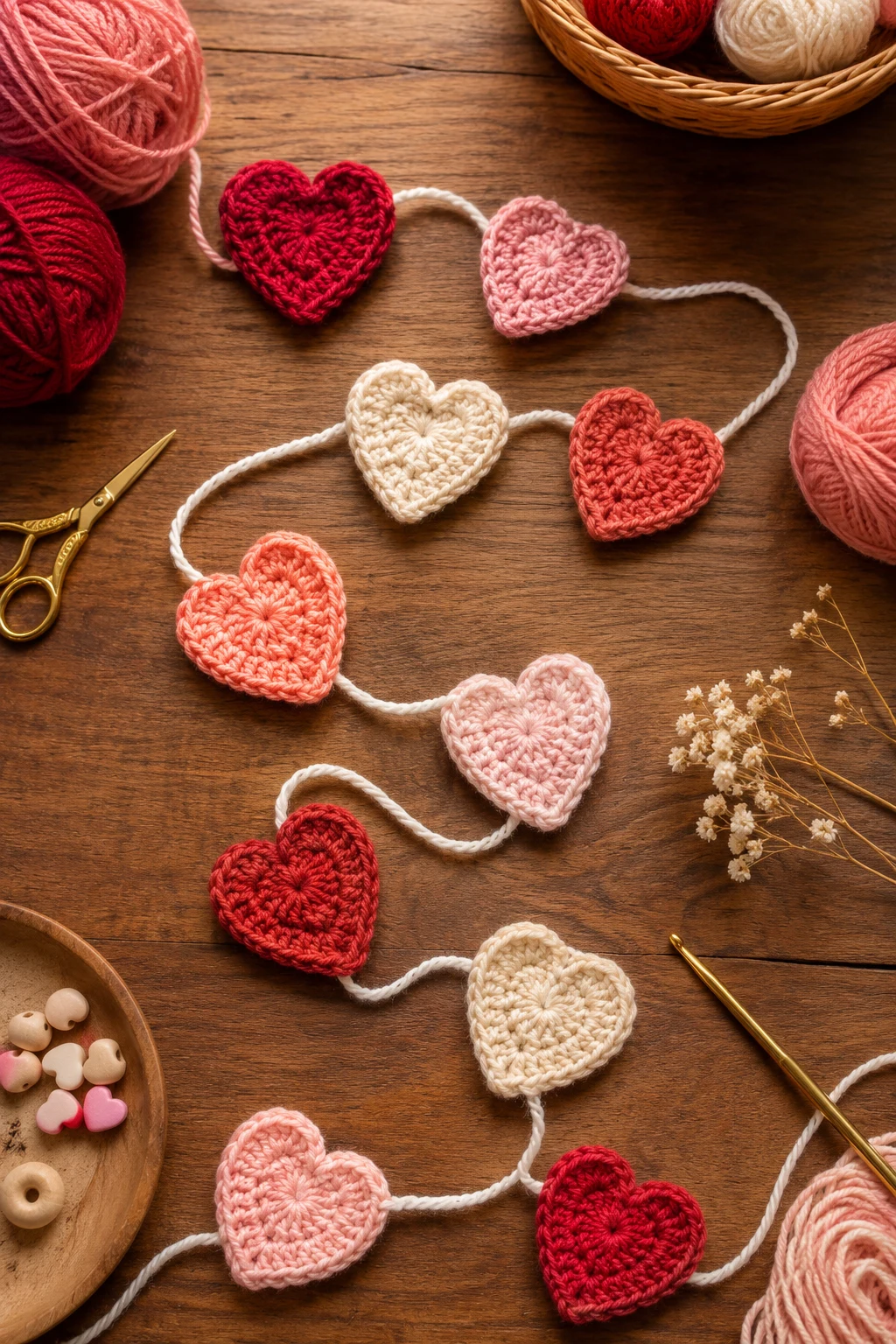 Crochet Heart Garland for a Romantic Gift — crochet presents ideas style outfit