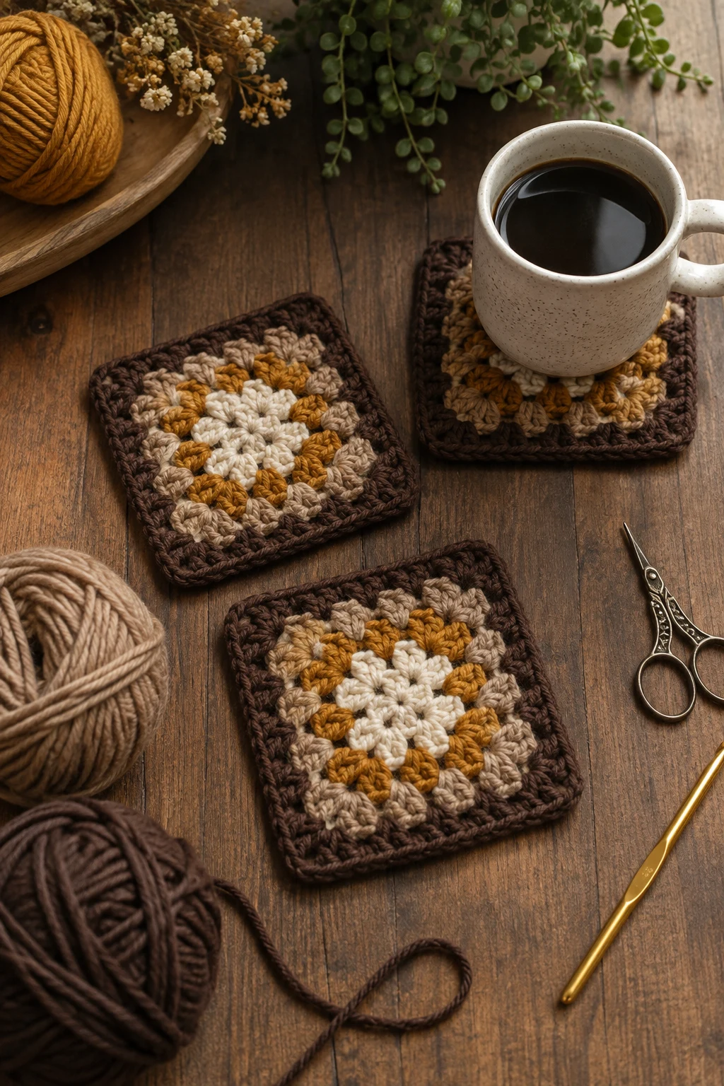 Granny Square Mug Rug Set — crochet presents ideas style outfit