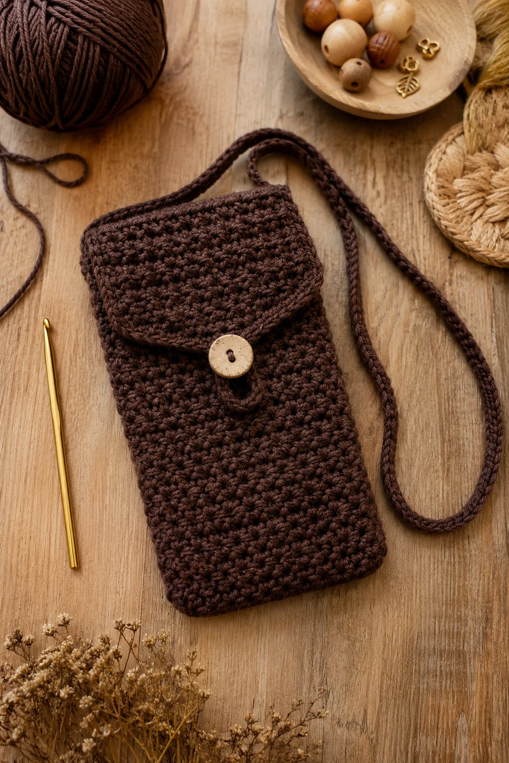 Espresso Crochet Phone Pouch — crochet presents ideas style outfit