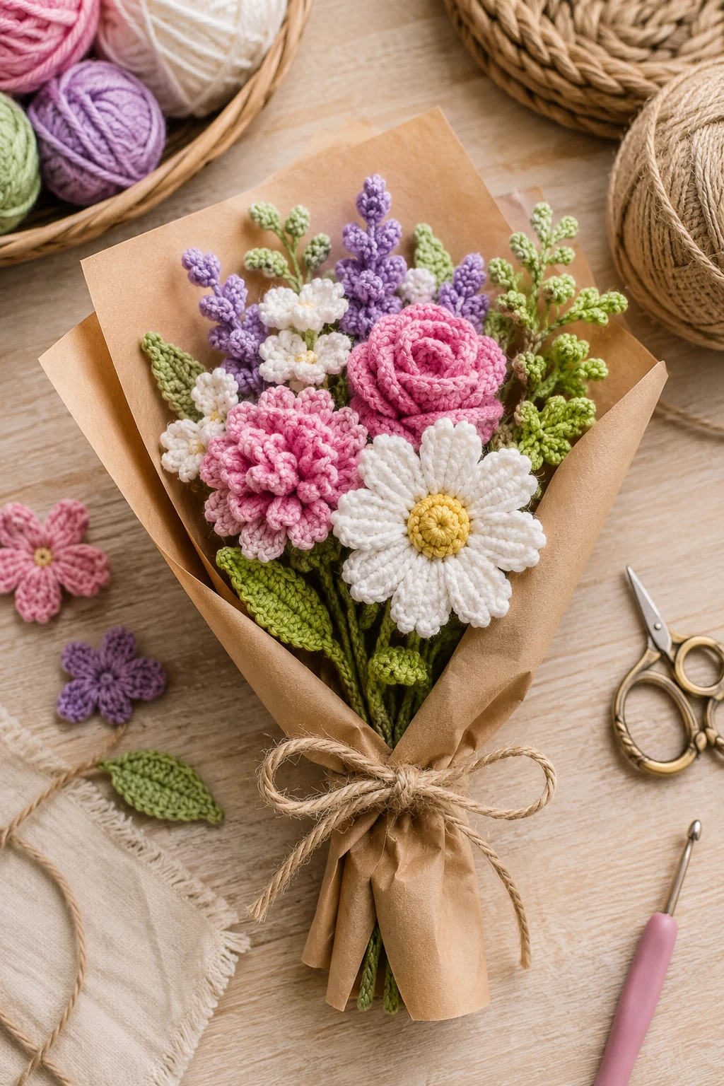 Mini Crochet Flower Bouquet — crochet presents ideas style outfit