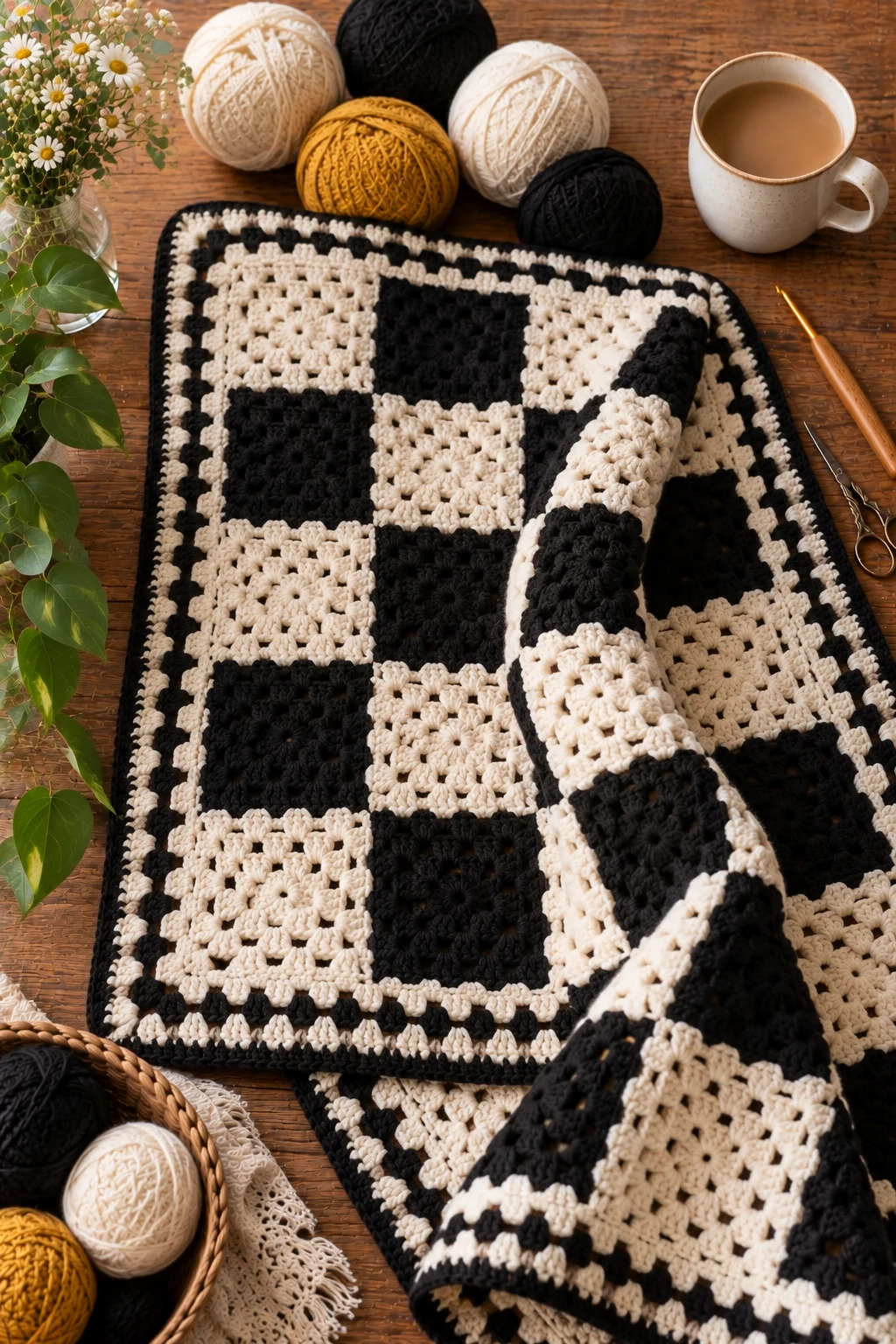 Checkerboard Granny Square Blanket — crochet projects ideas granny blanket free pattern style outfit