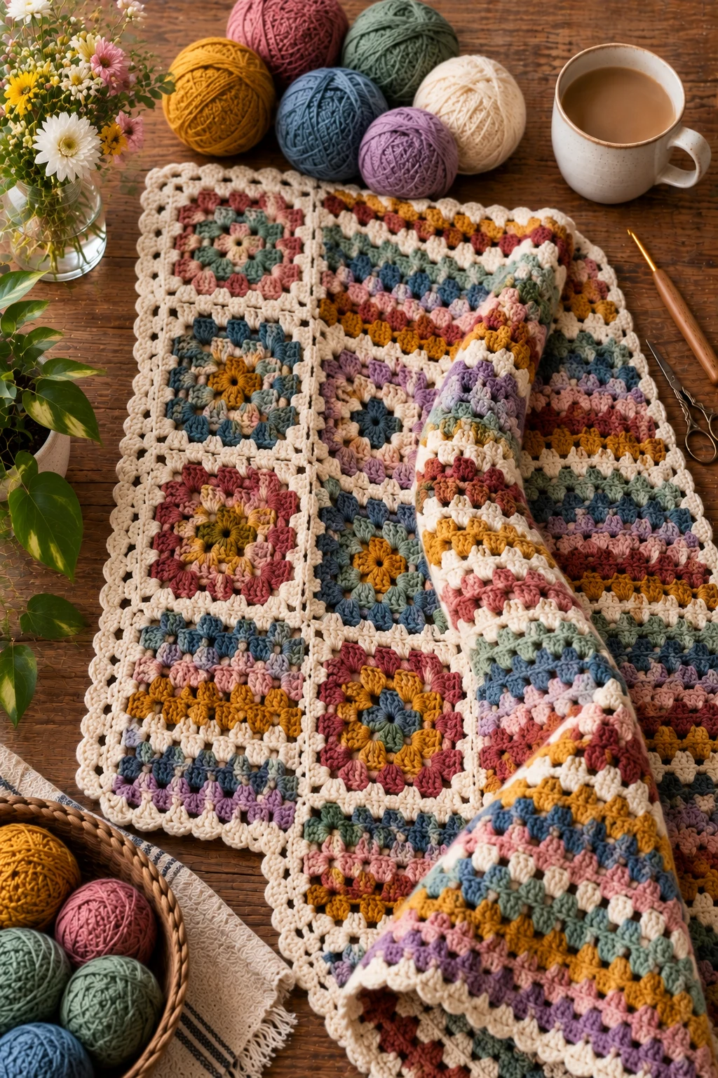 Granny Stripe and Square Mix — crochet projects ideas granny blanket free pattern style outfit