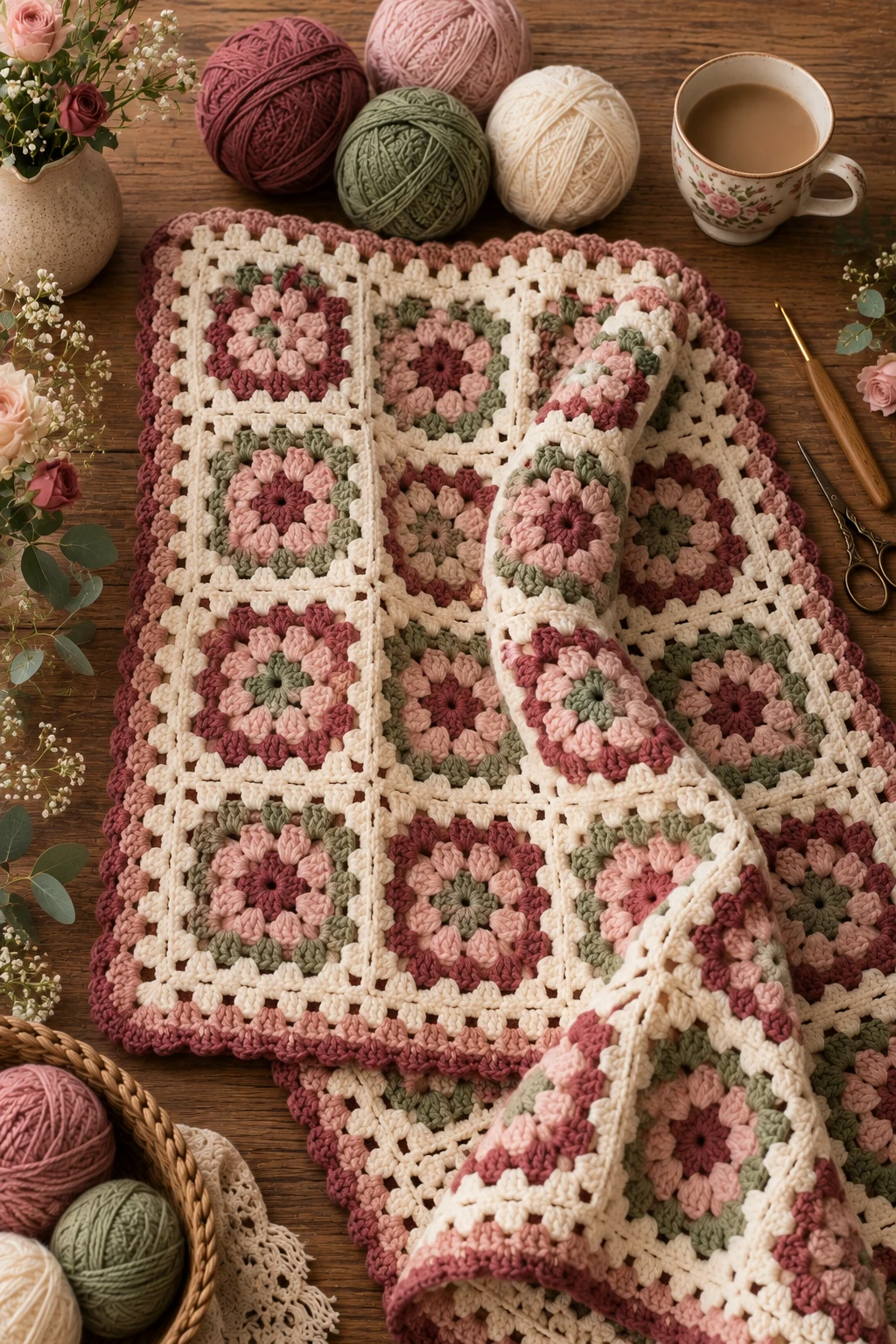 Vintage Rose Granny Blanket — crochet projects ideas granny blanket free pattern style outfit