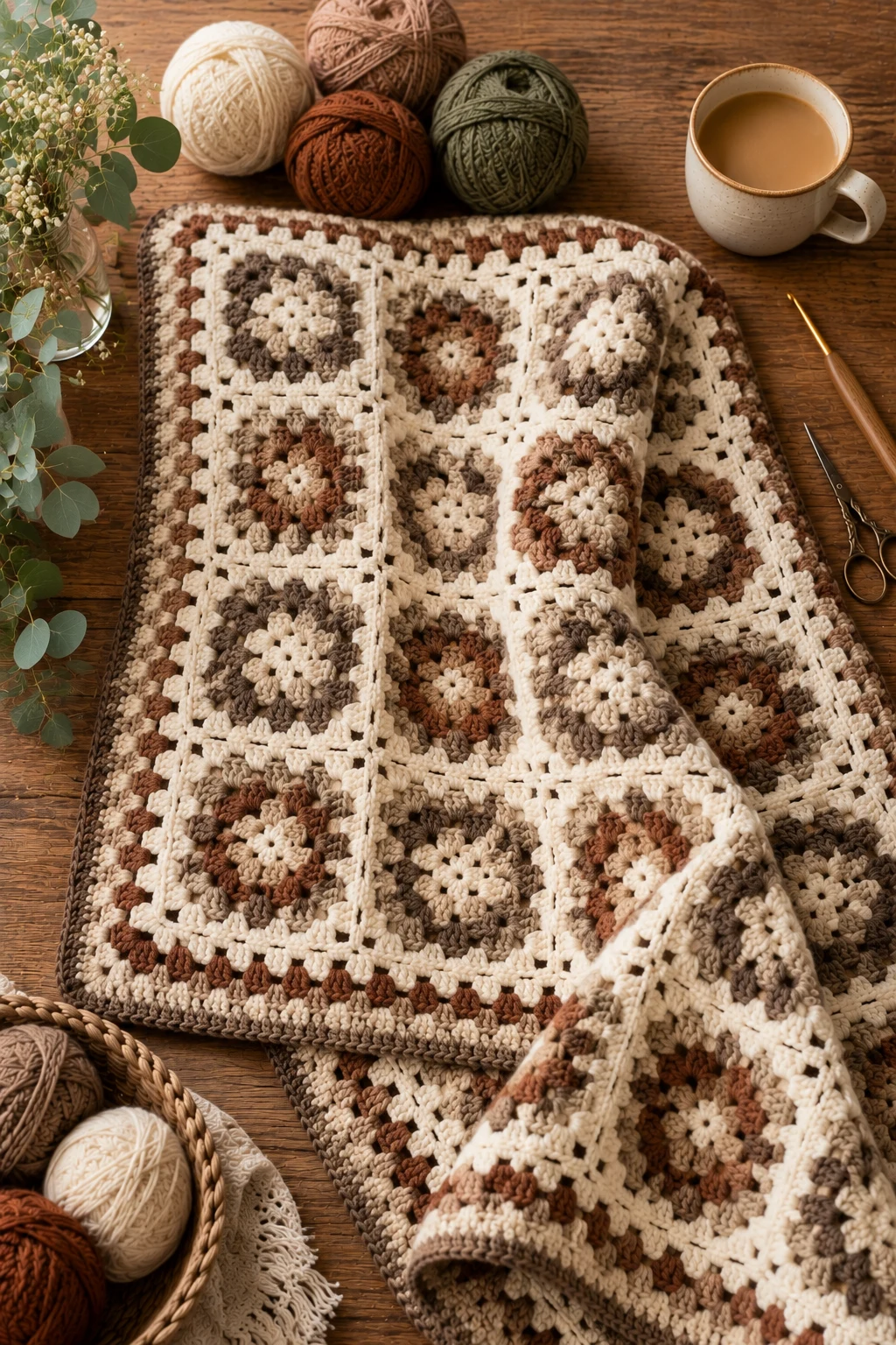 Farmhouse Neutral Granny Throw — crochet projects ideas granny blanket free pattern style outfit
