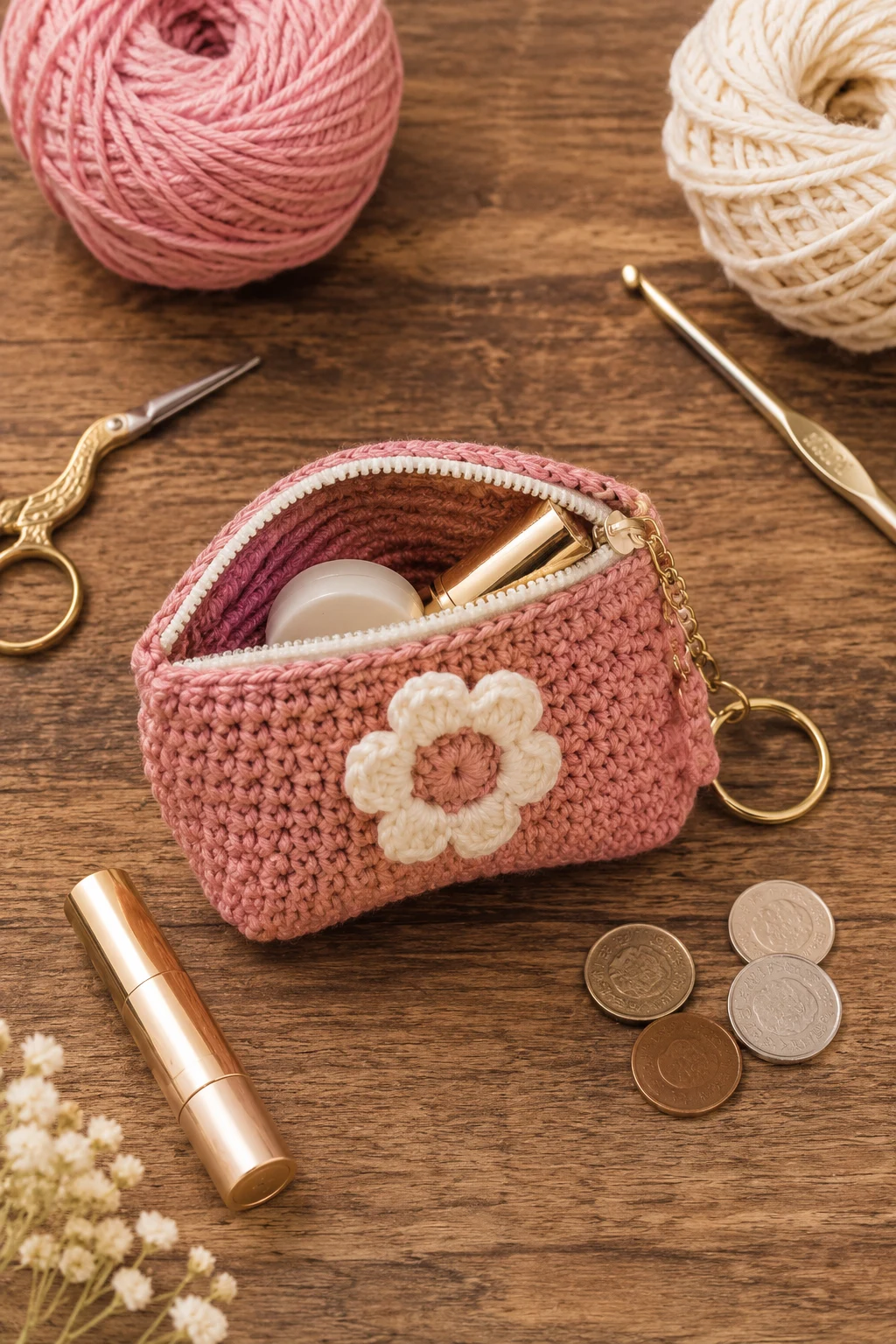 Tiny Coin-and-Lipstick Pouch — crochet purse ideas style outfit
