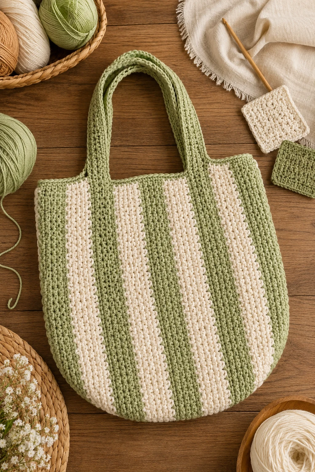 Striped Summer Market Purse — crochet purse ideas style outfit