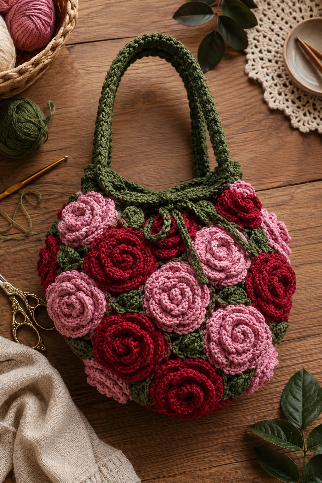 Two-Tone Rose Garden Bag — crochet rose bag style outfit