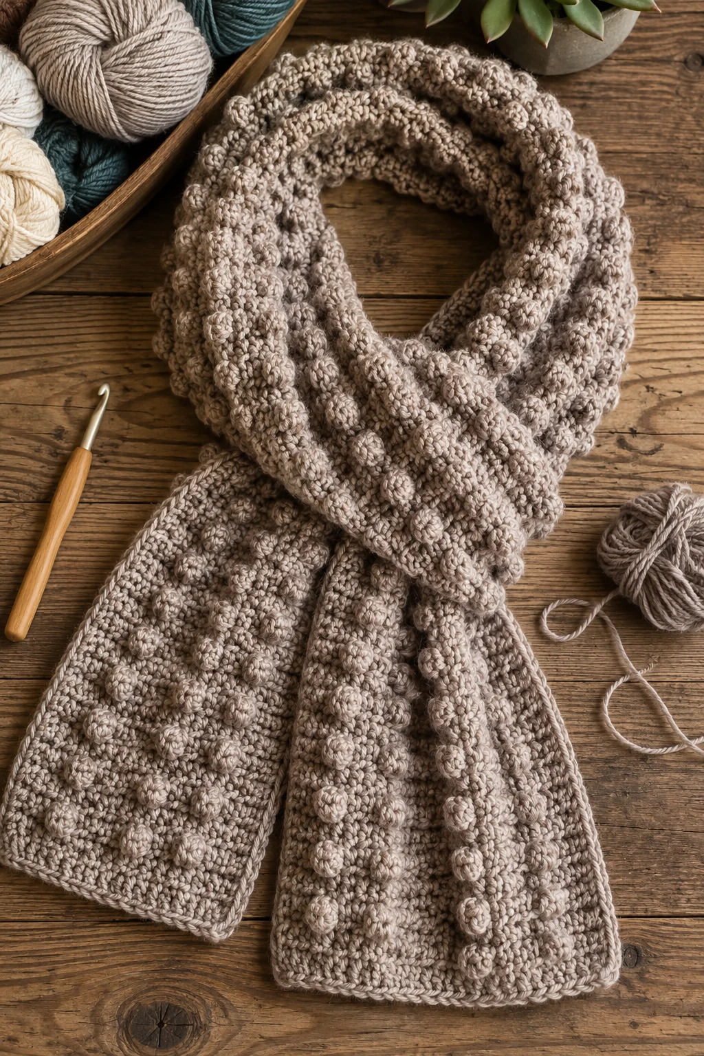 Crochet Scarf Ideas With Bobble Texture — Crochet scarf ideas style outfit