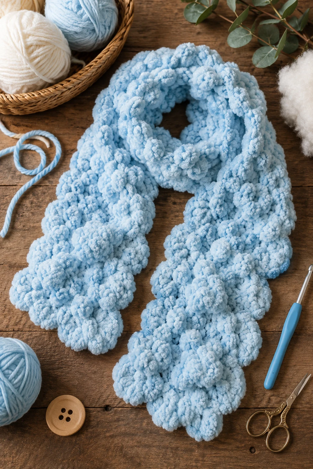 Chunky Cloud Scarf — Crochet scarf ideas style outfit