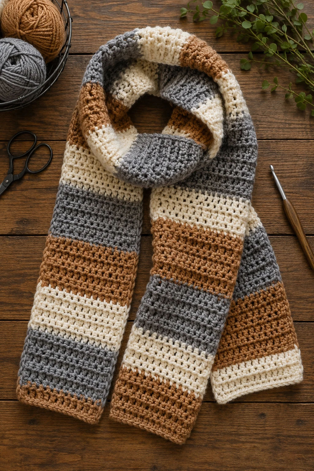 Beginner-Friendly Striped Scarf — Crochet scarf ideas style outfit