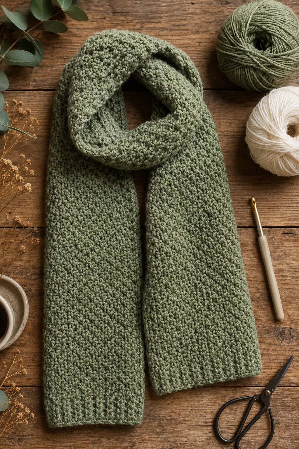 Textured Moss Stitch Scarf — Crochet scarf ideas style outfit
