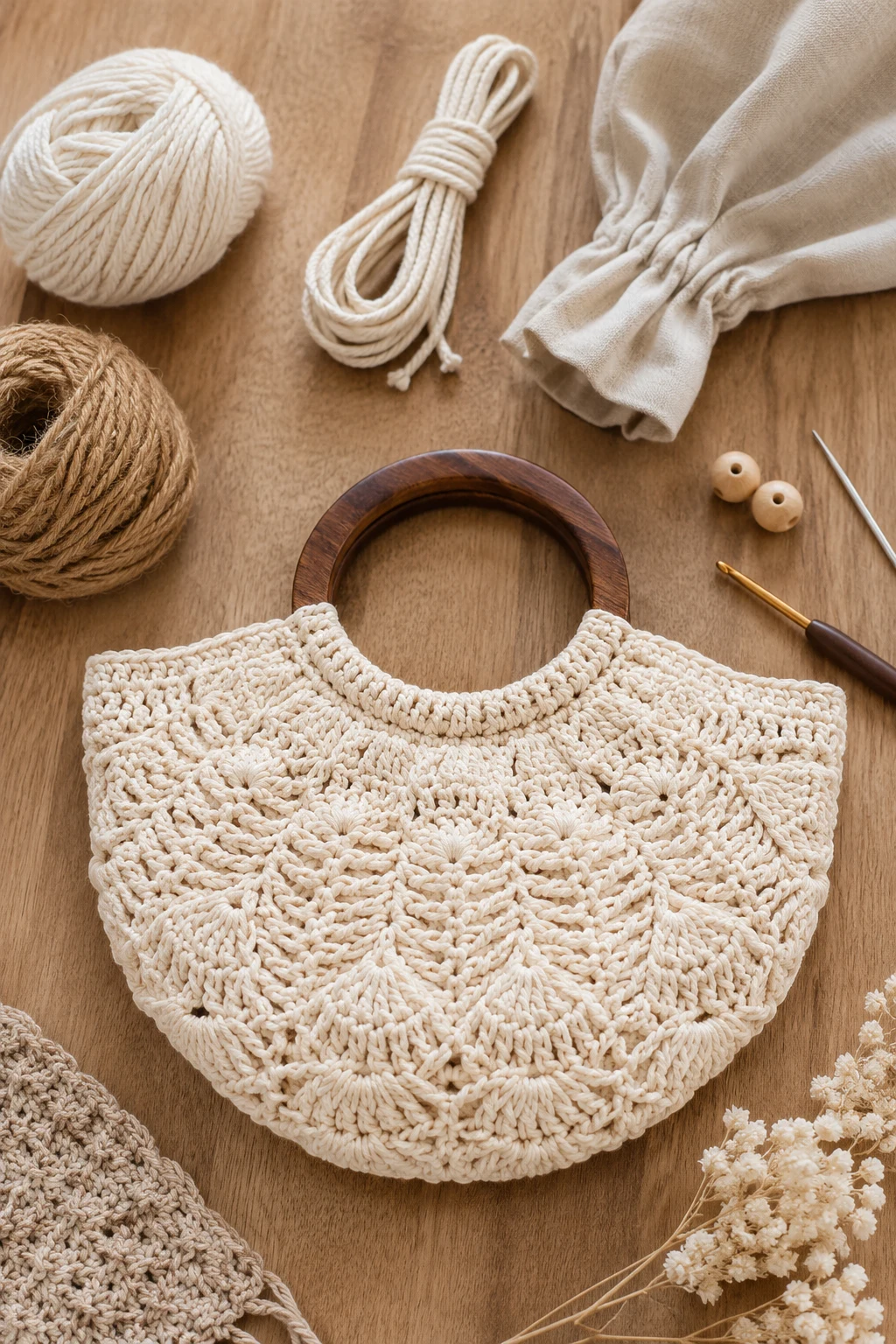 Crochet Shell Bag Kit for a Coordinated Project — crochet shell bag style outfit