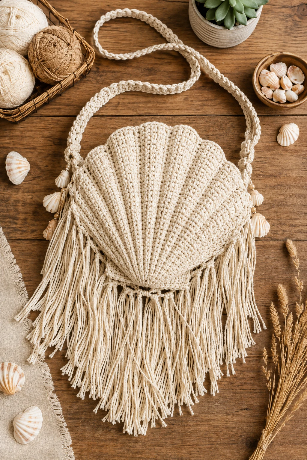 Festival Shell Bag With Fringe — crochet shell bag style outfit