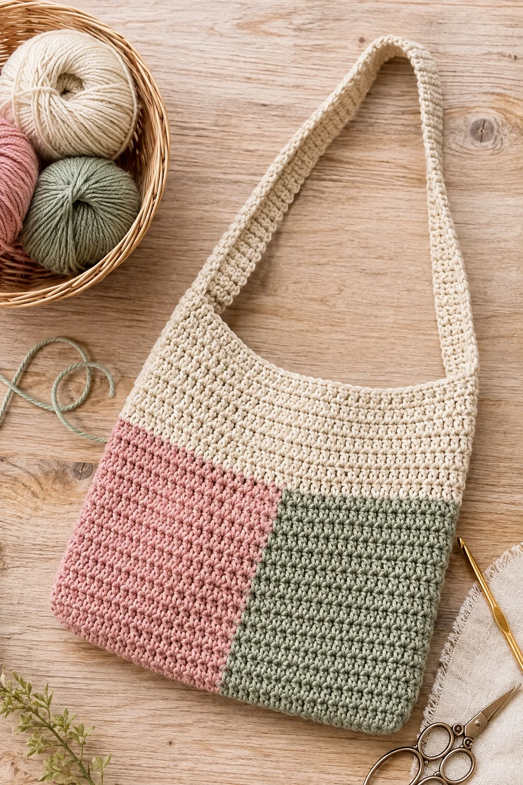 Color-Blocked Crochet Shoulder Bag — crochet shoulder bag style outfit