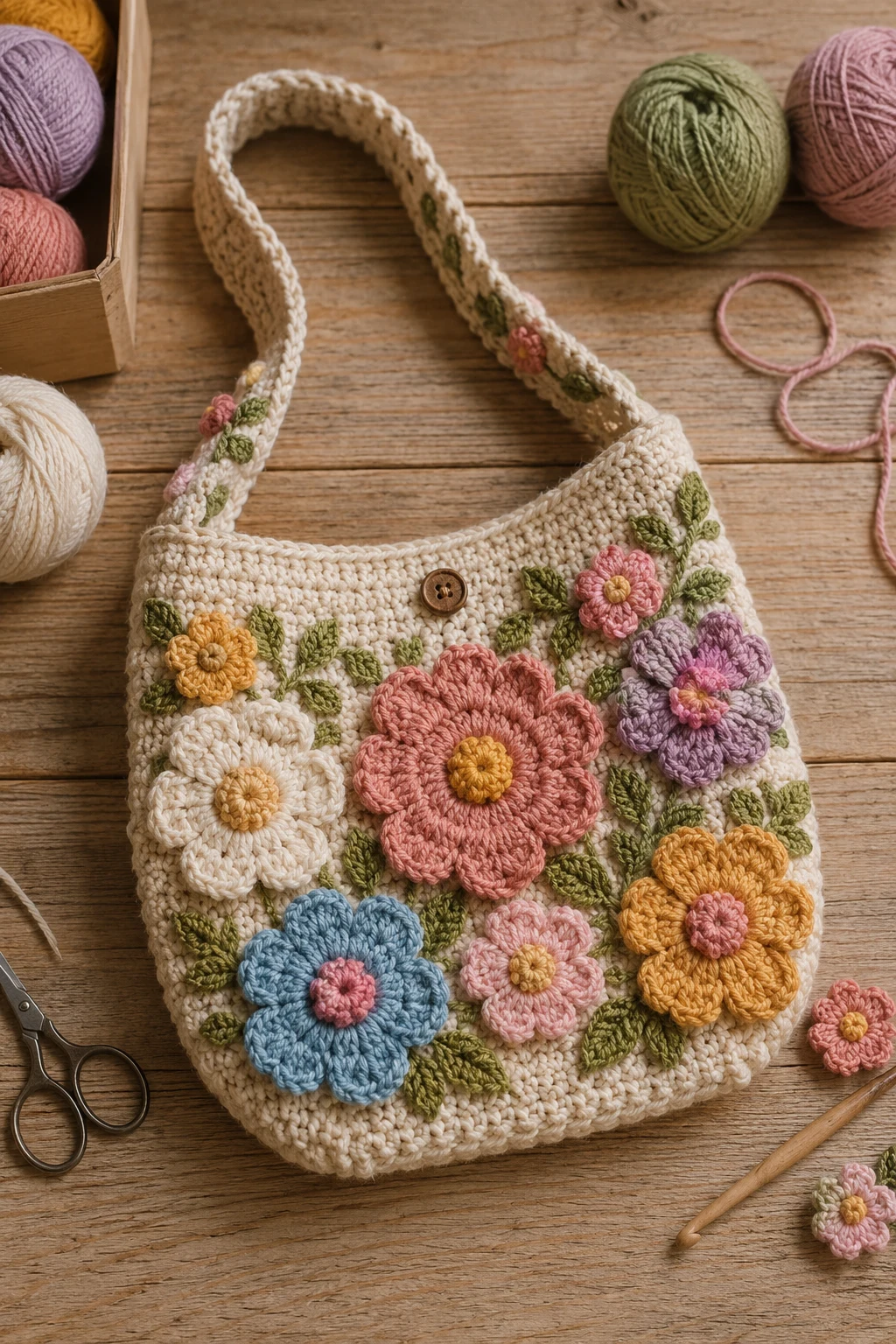 Floral Crochet Shoulder Bag — crochet shoulder bag style outfit