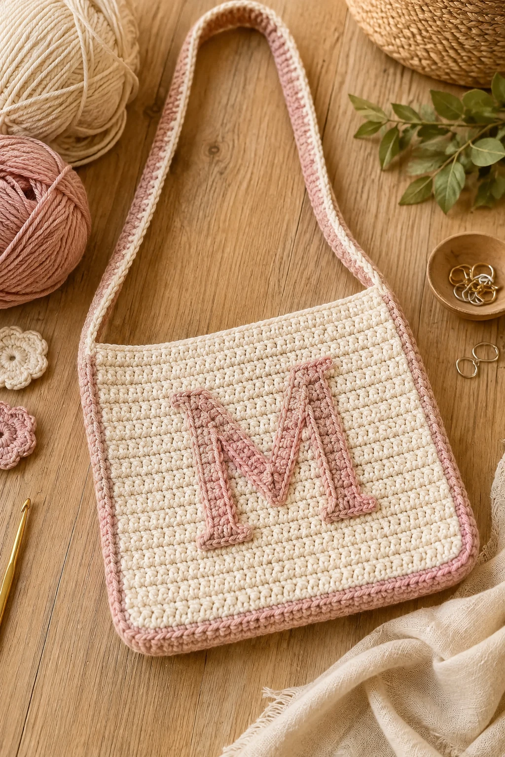 Personalized Monogram Crochet Shoulder Bag — crochet shoulder bag style outfit