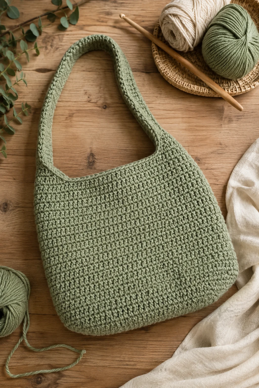 Sage Green Crochet Shoulder Bag for Beginners — crochet shoulder bag style outfit