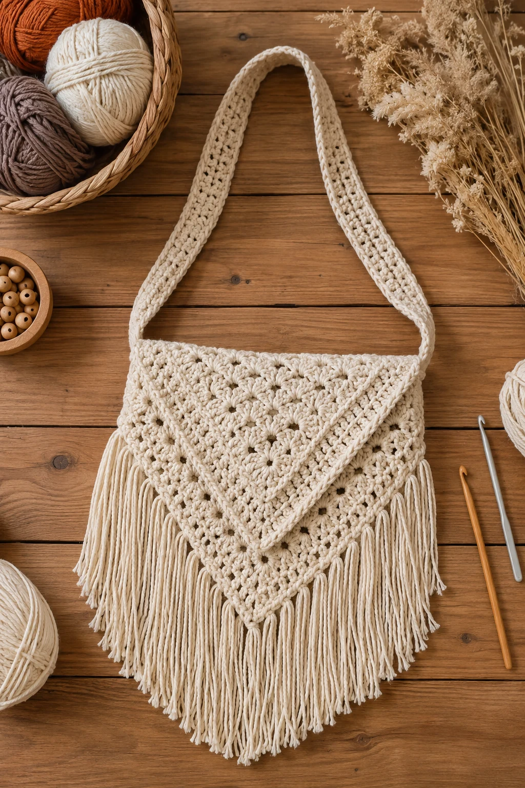 Boho Fringe Crochet Shoulder Bag — crochet shoulder bag style outfit