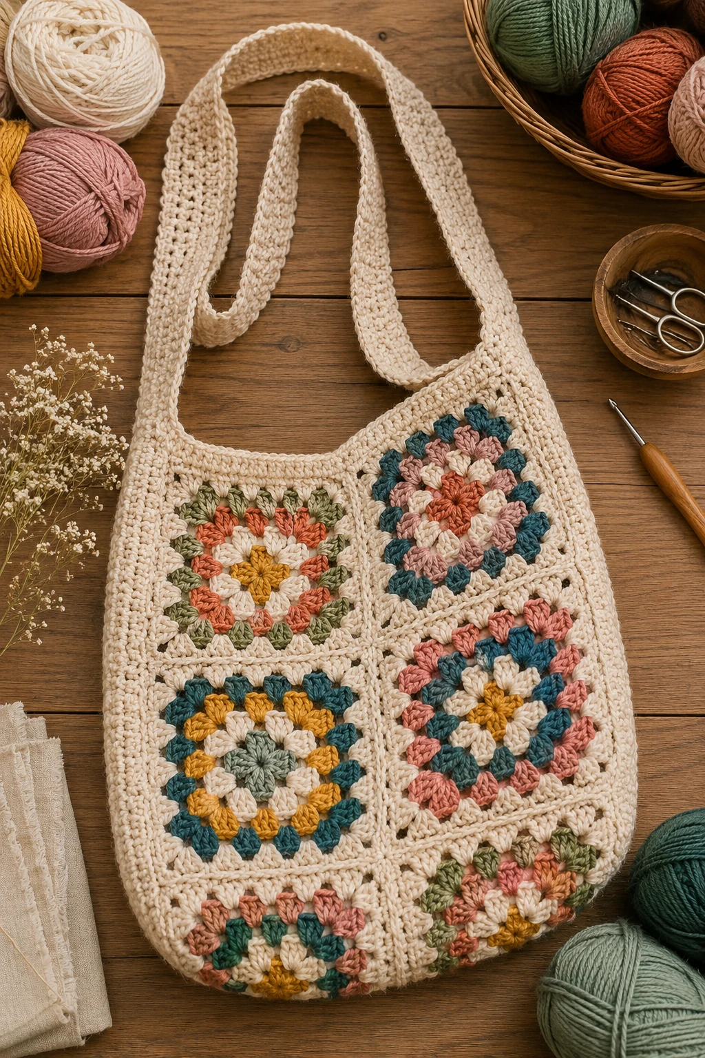 Granny Square Crochet Shoulder Bag — crochet shoulder bag style outfit