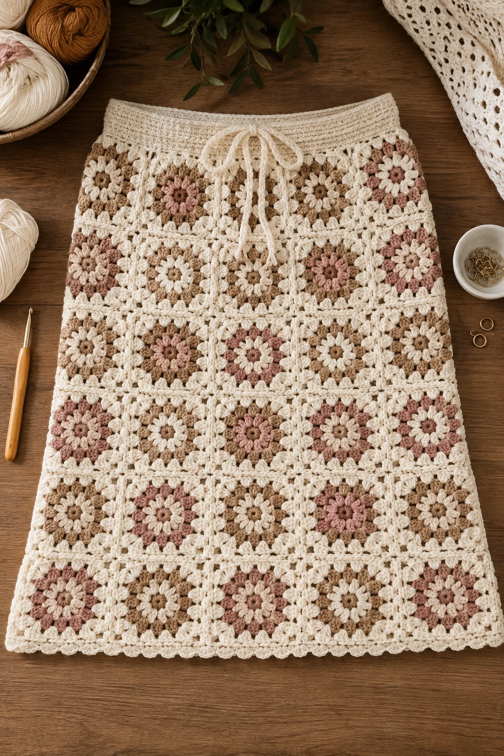Classic Cream Granny Square Skirt — crochet skirt ideas style outfit