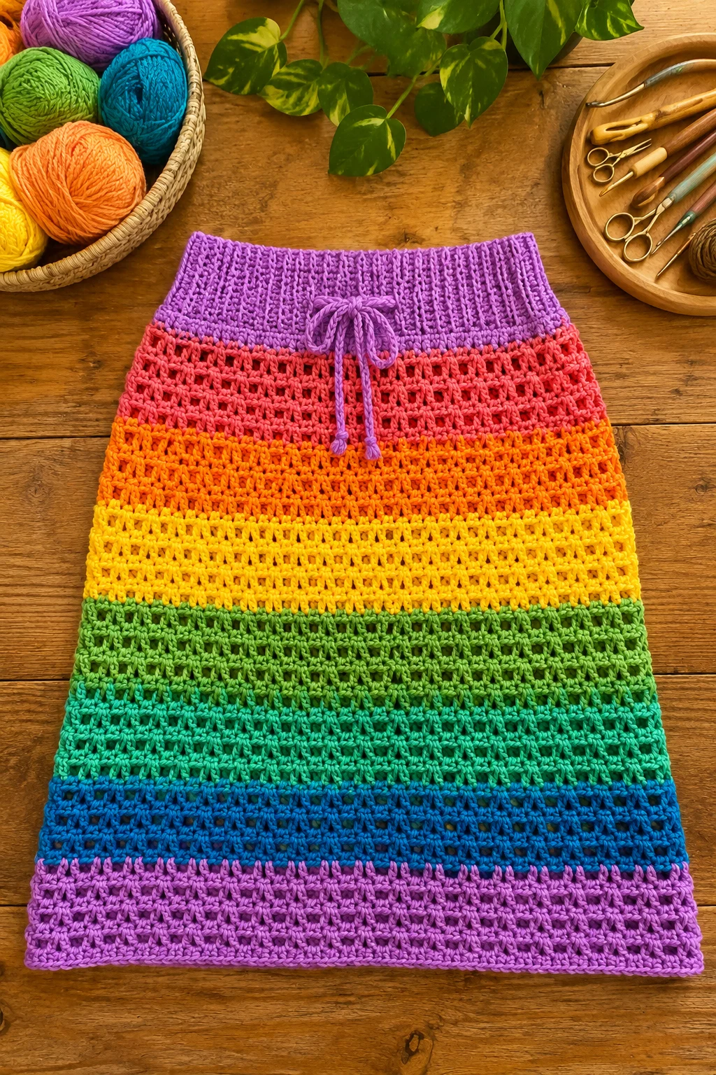 Rainbow Crochet Skirt — crochet skirt ideas style outfit