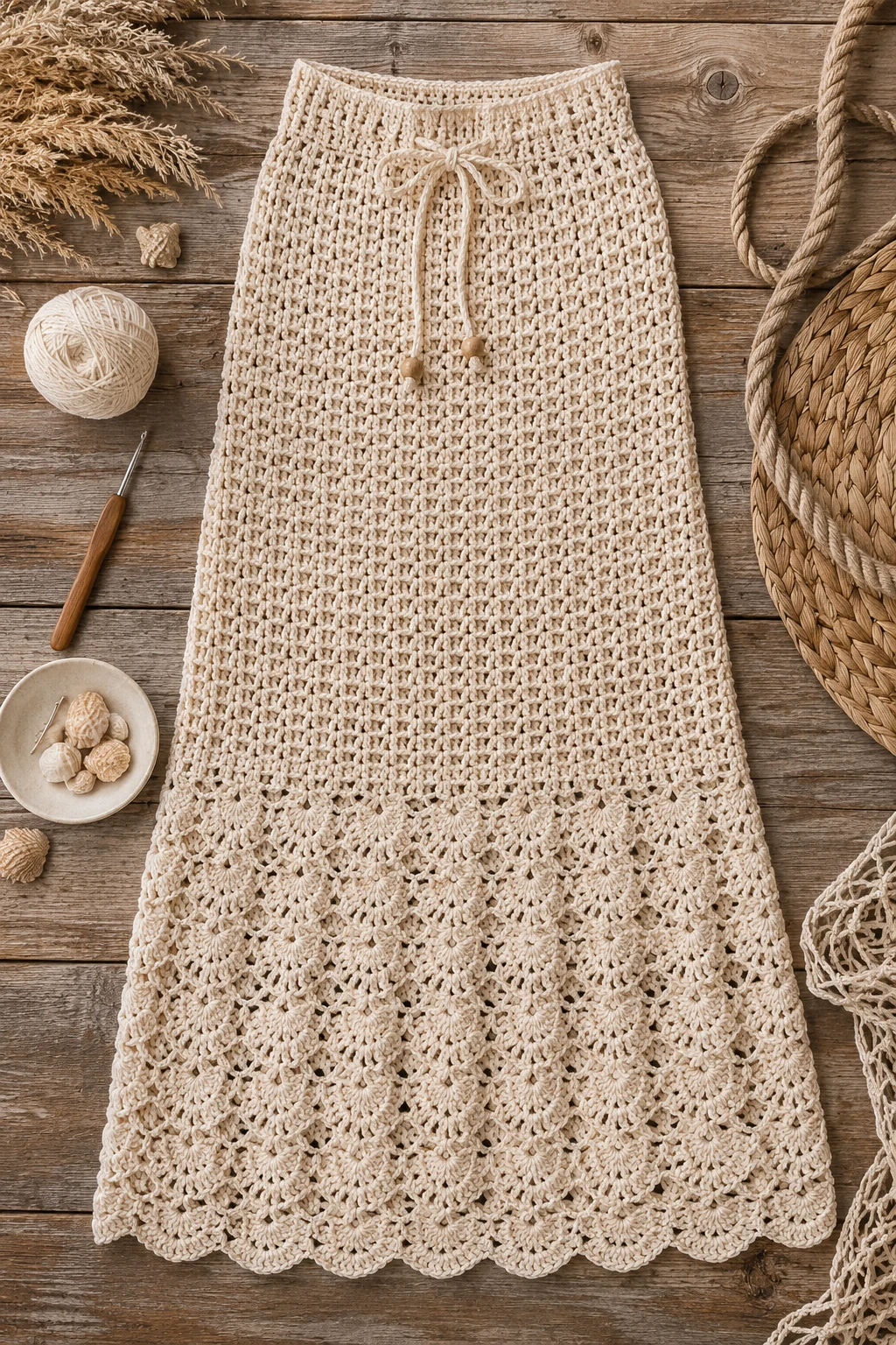 Cream Coastal Maxi — crochet skirt ideas style outfit