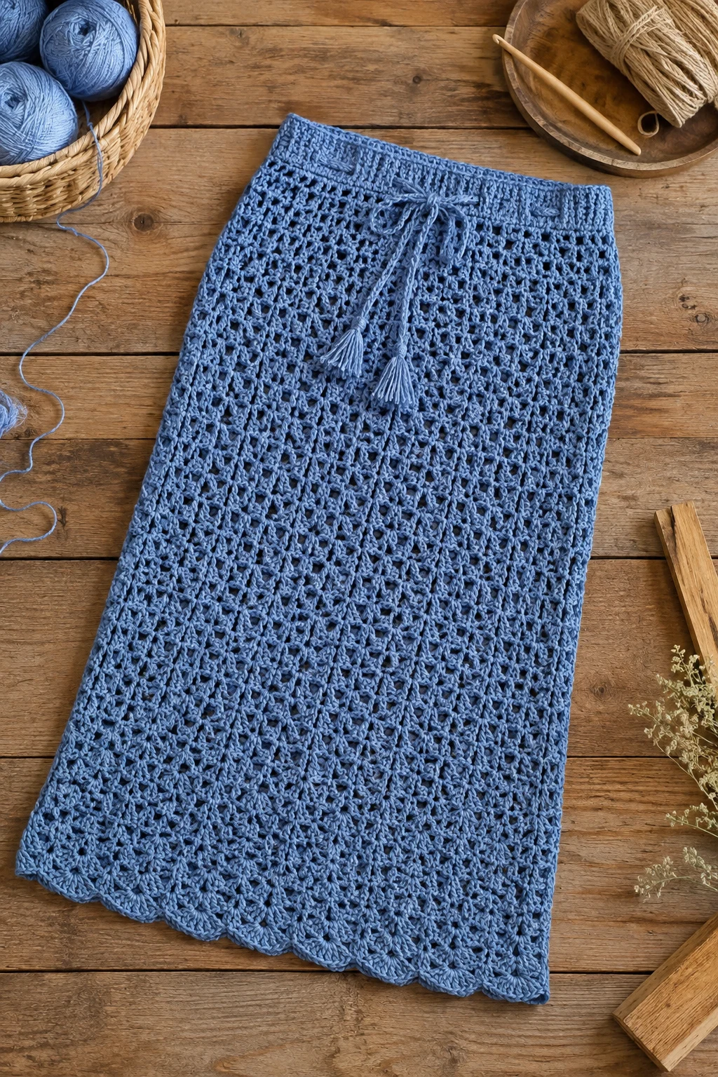 Denim-Blue Crochet Skirt — crochet skirt ideas style outfit