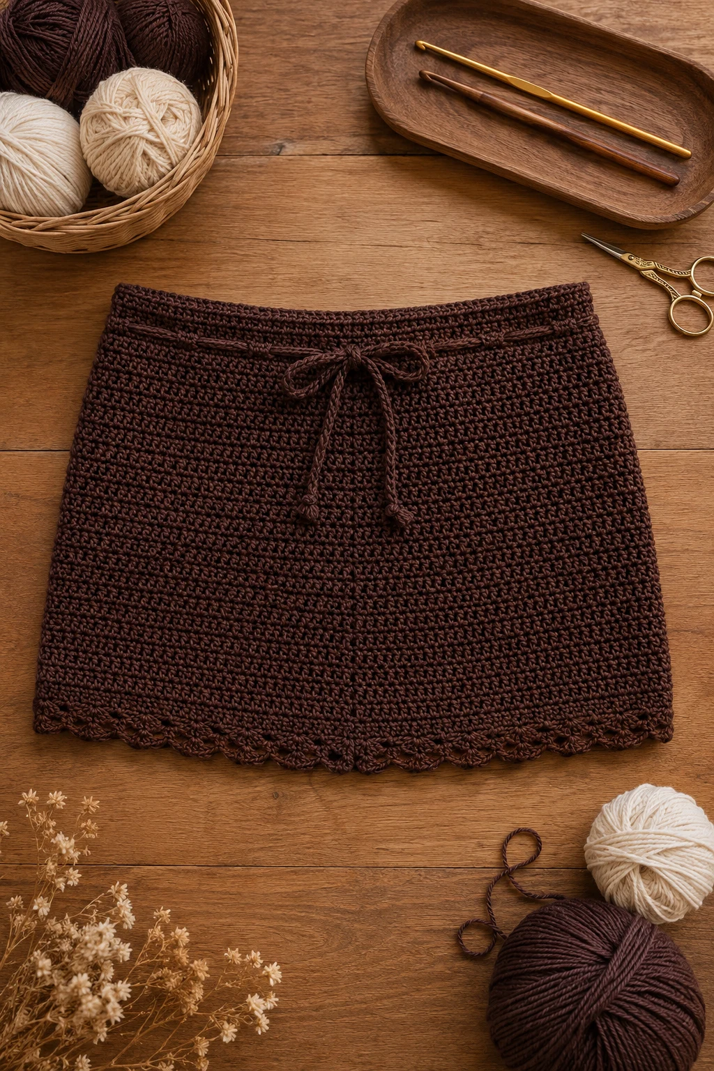 Chocolate Brown Mini Skirt — crochet skirt ideas style outfit