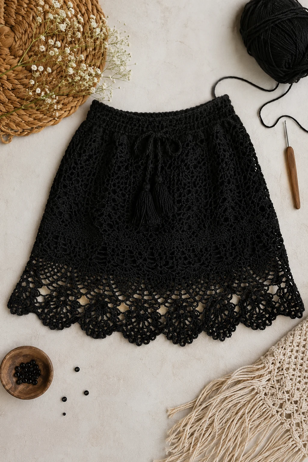Black Lace Crochet Skirt — crochet skirt ideas style outfit