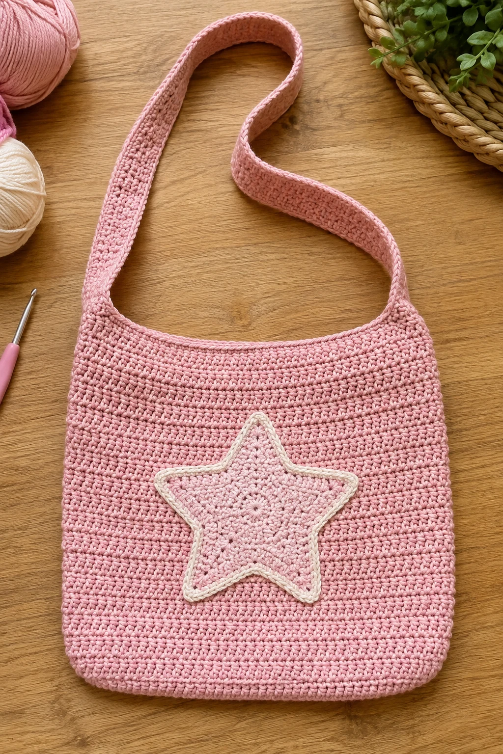 Soft Pink Y2K Sling — crochet sling bag style outfit