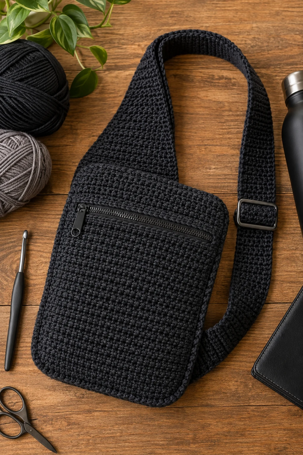 Men's Minimalist Crossbody — crochet sling bag style outfit