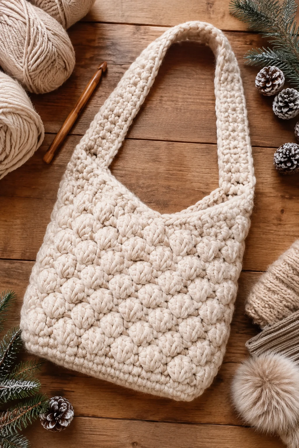 Chunky Winter Sling — crochet sling bag style outfit