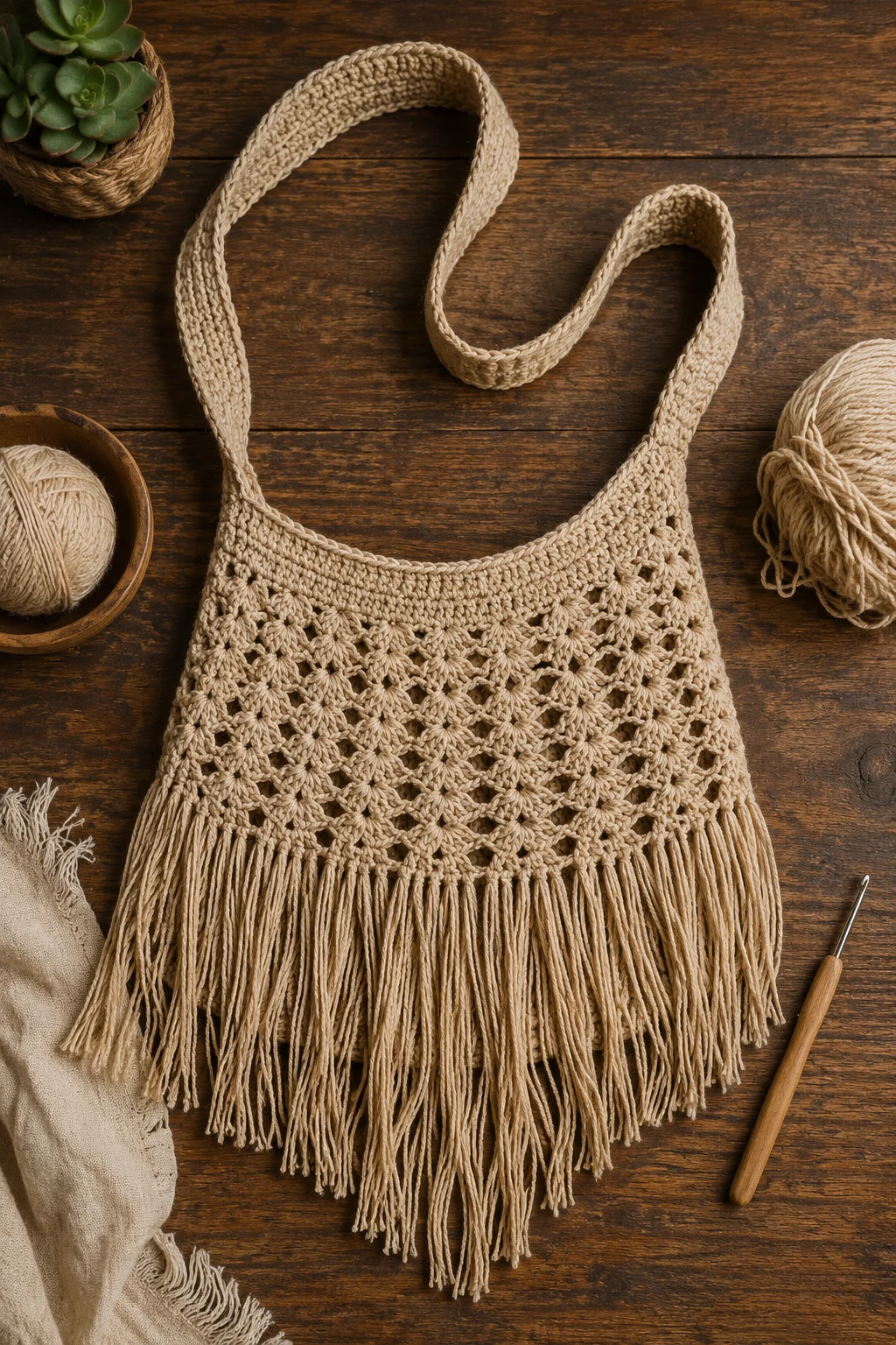 Boho Fringe Sling — crochet sling bag style outfit
