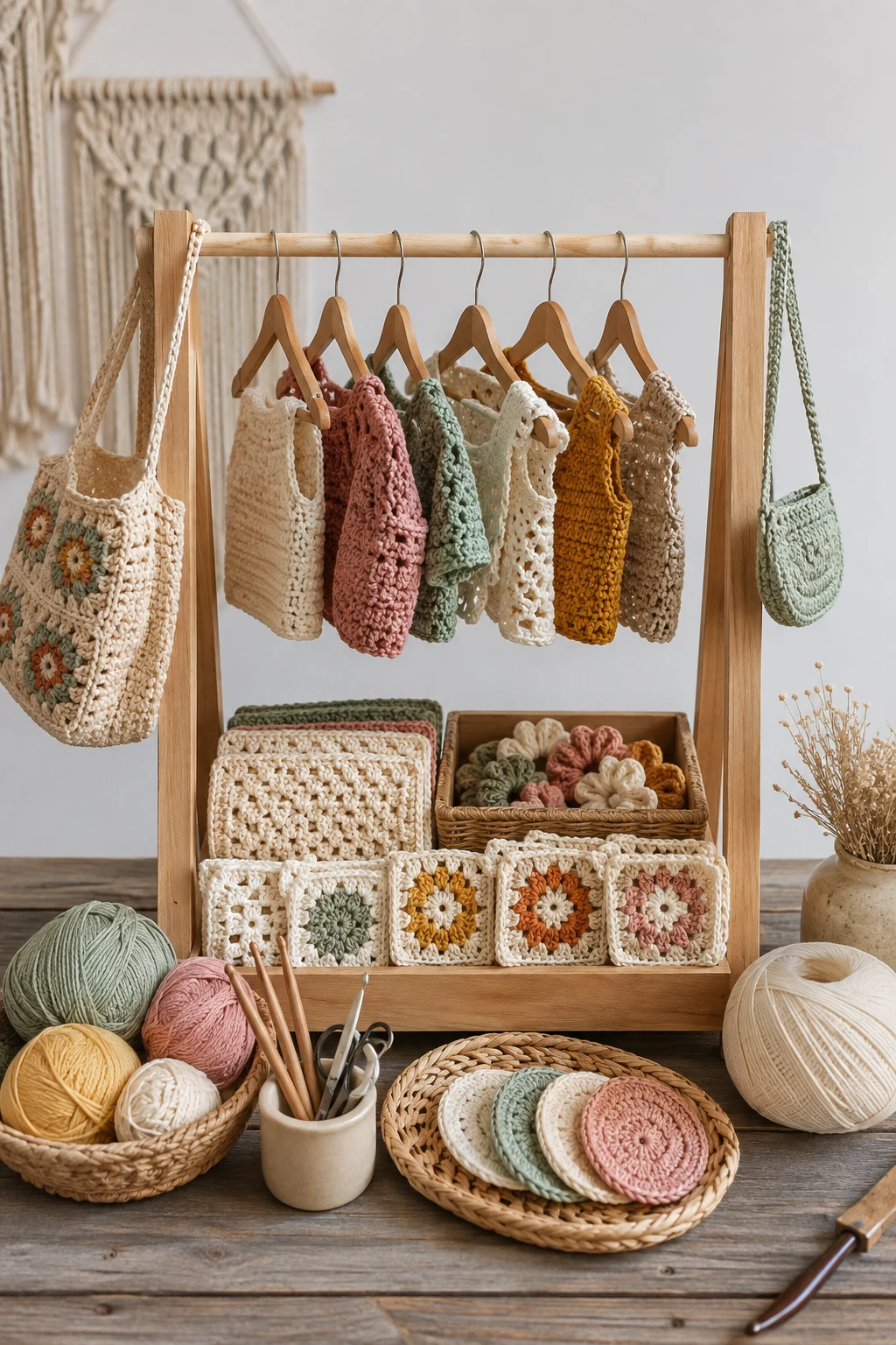 Crochet Stall Display Ideas With a Mini Clothing Rack — crochet stall display ideas style outfit