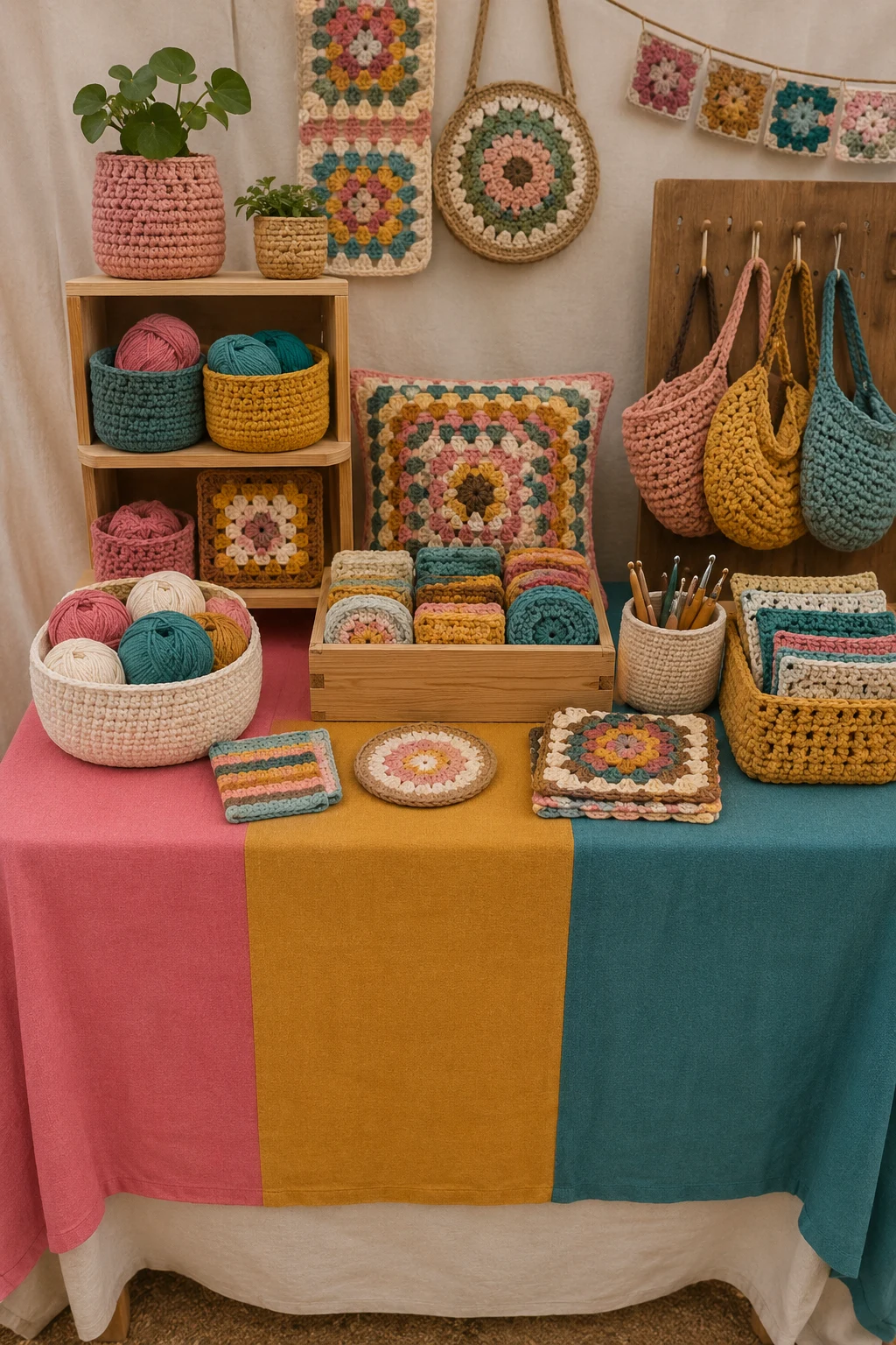 The Color-Blocked Table — crochet stall display ideas style outfit