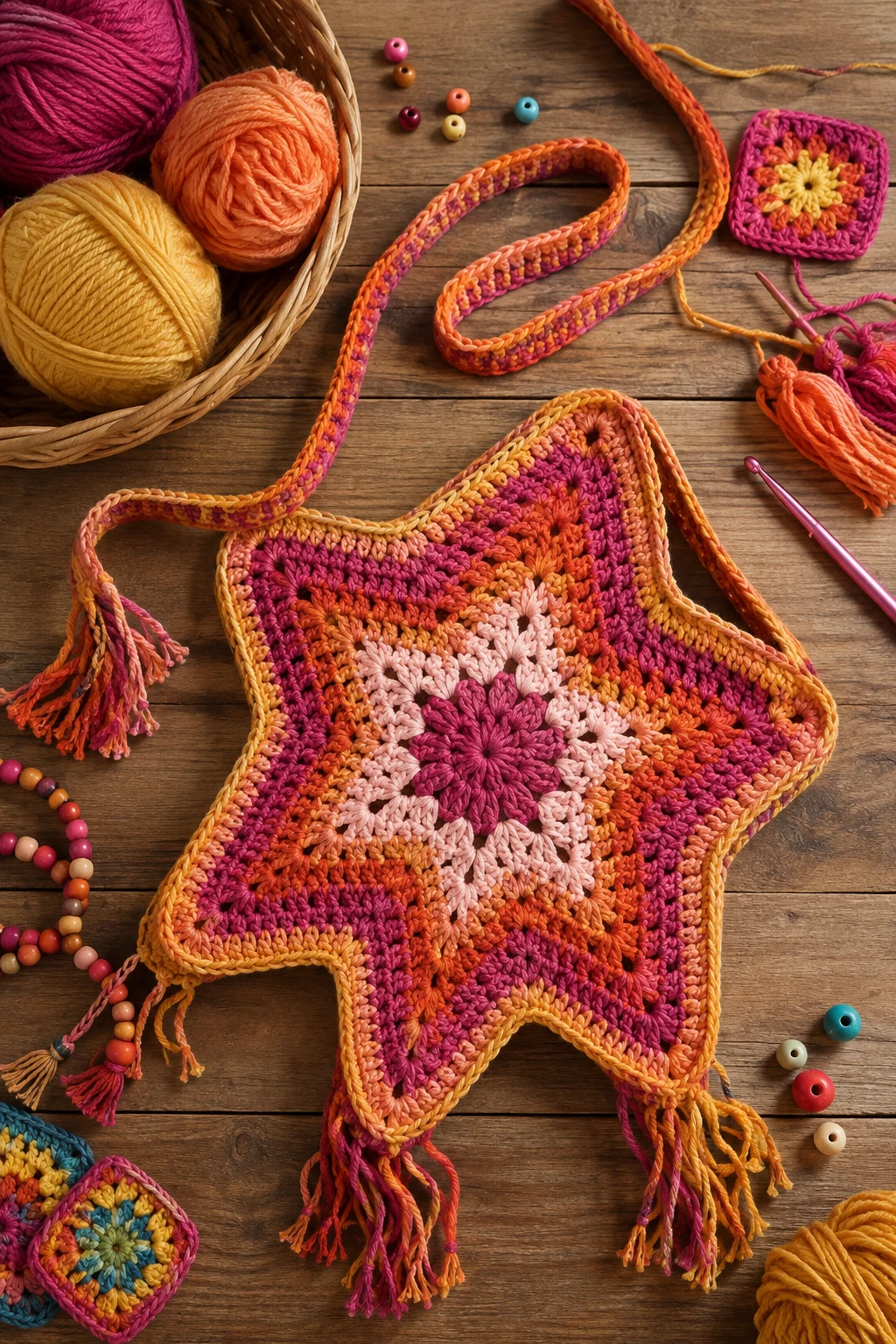 Festival Glow Star Bag — crochet star bag style outfit