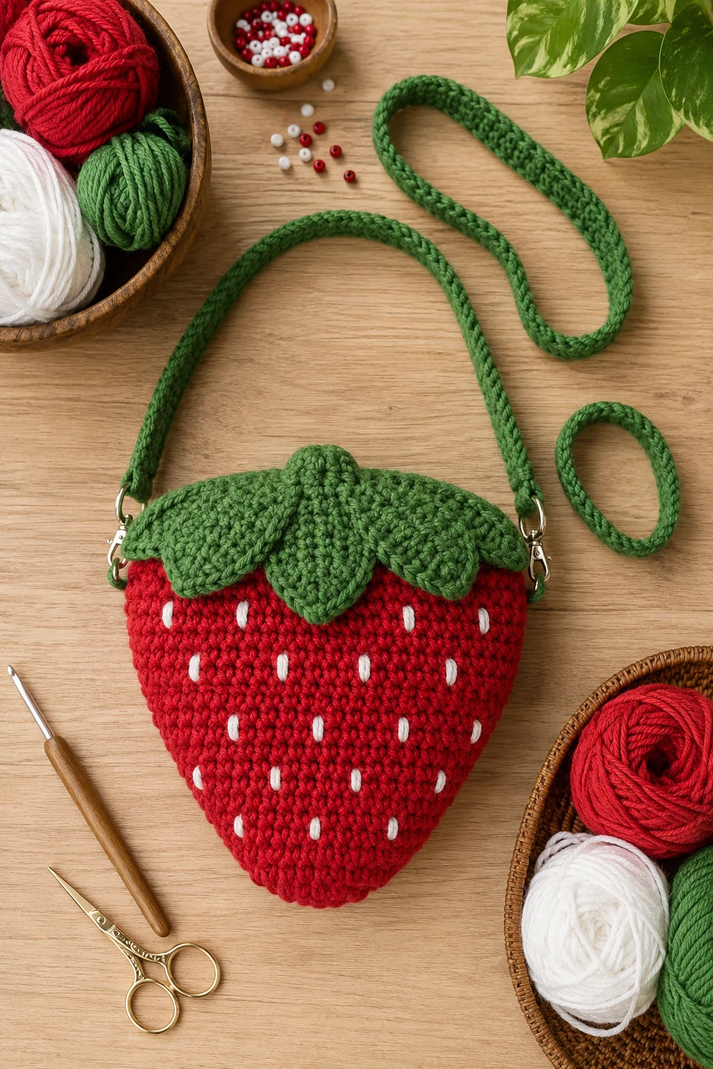 Strawberry Crossbody Bag — crochet strawberry bag style outfit