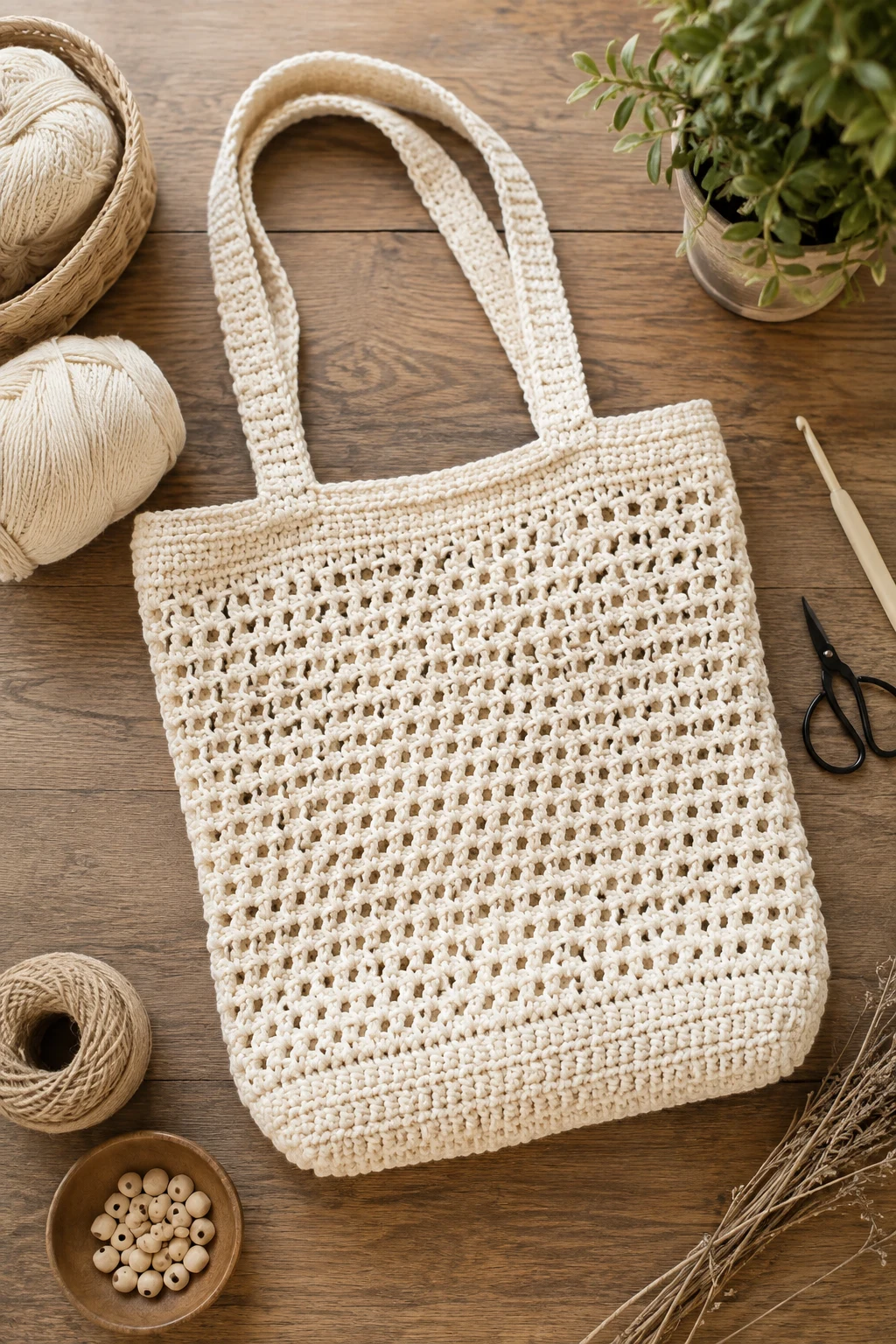 Classic Cream Market Tote — crochet tote bag ideas style outfit