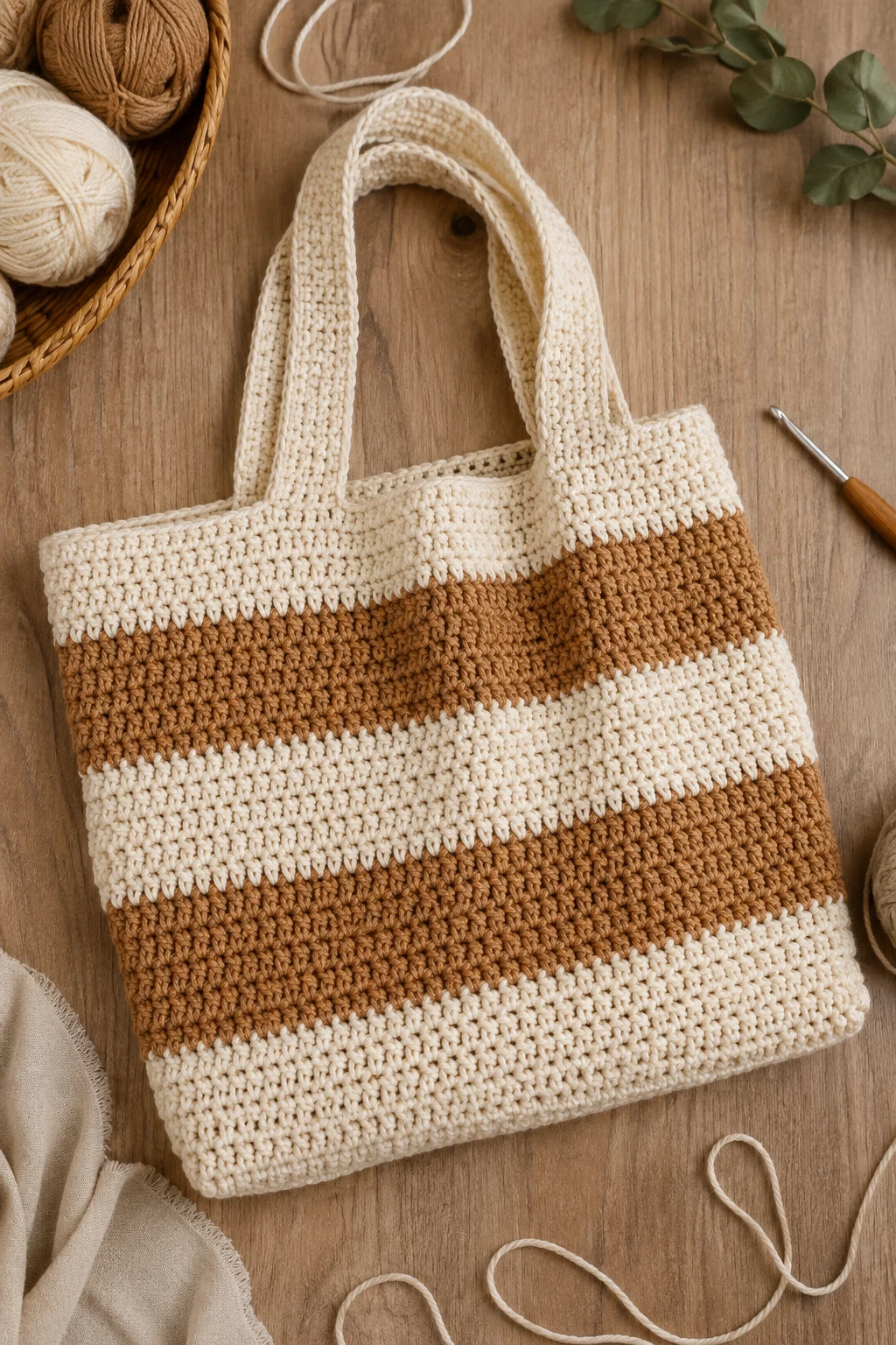 Striped Crochet Tote — crochet tote bag ideas style outfit