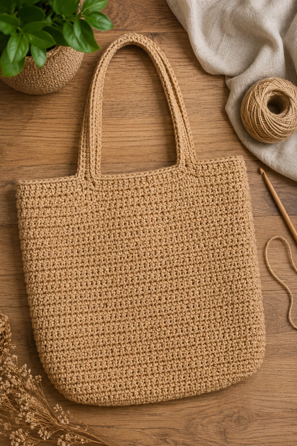 Natural Jute-Style Crochet Tote — crochet tote bag ideas style outfit