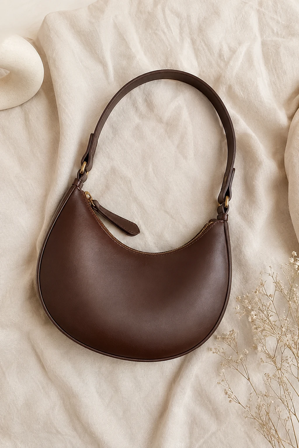 Chocolate Brown Crescent Bag — Cute bags style outfit