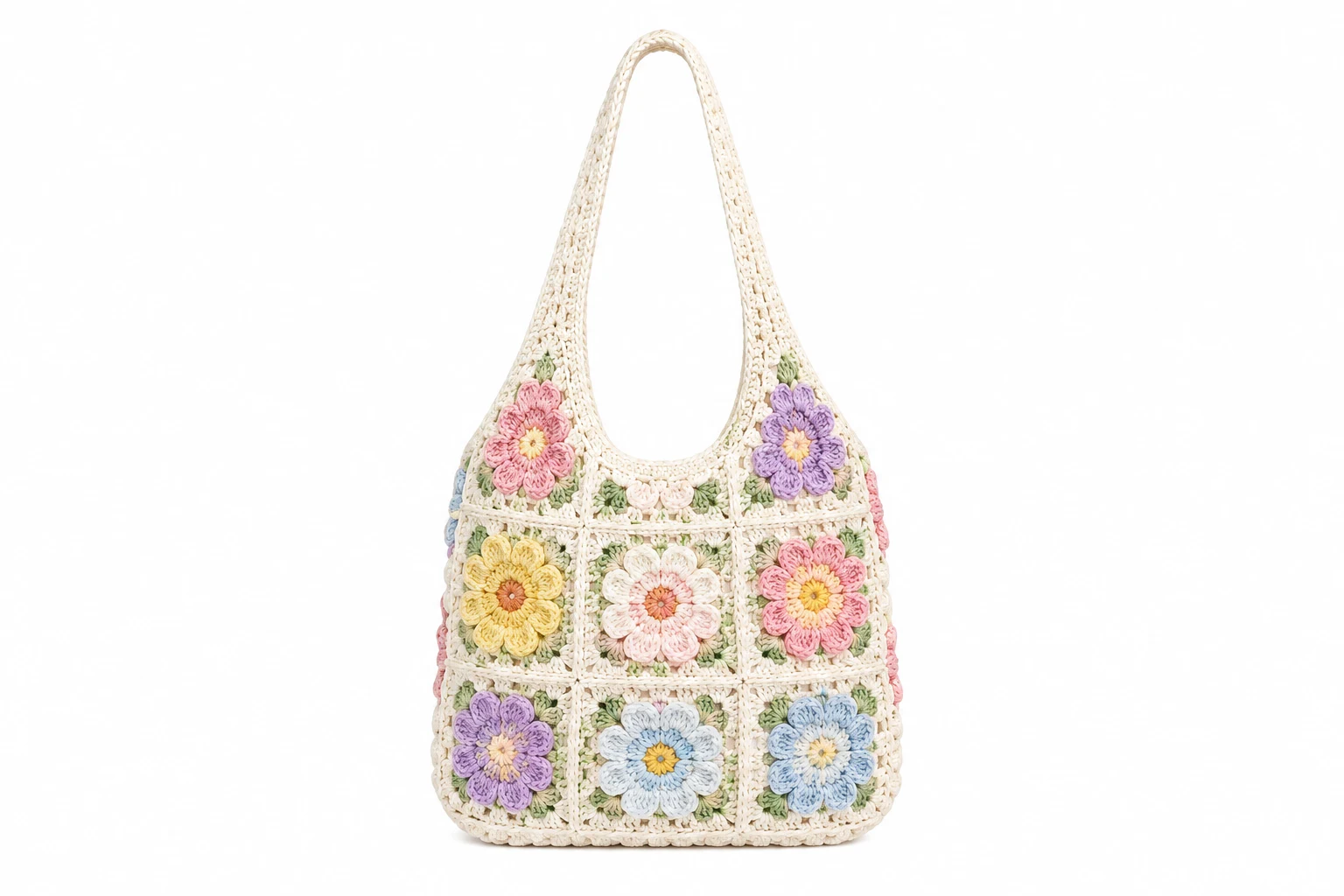 Aomasi Handmade Crochet Flower Shoulder Bag