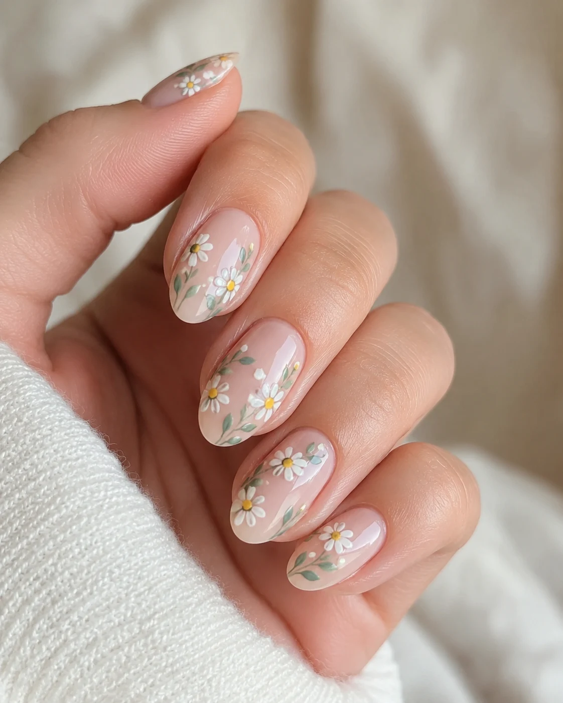 Daisy Garden Cute Short Almond Nails — cute short almond nails style outfit