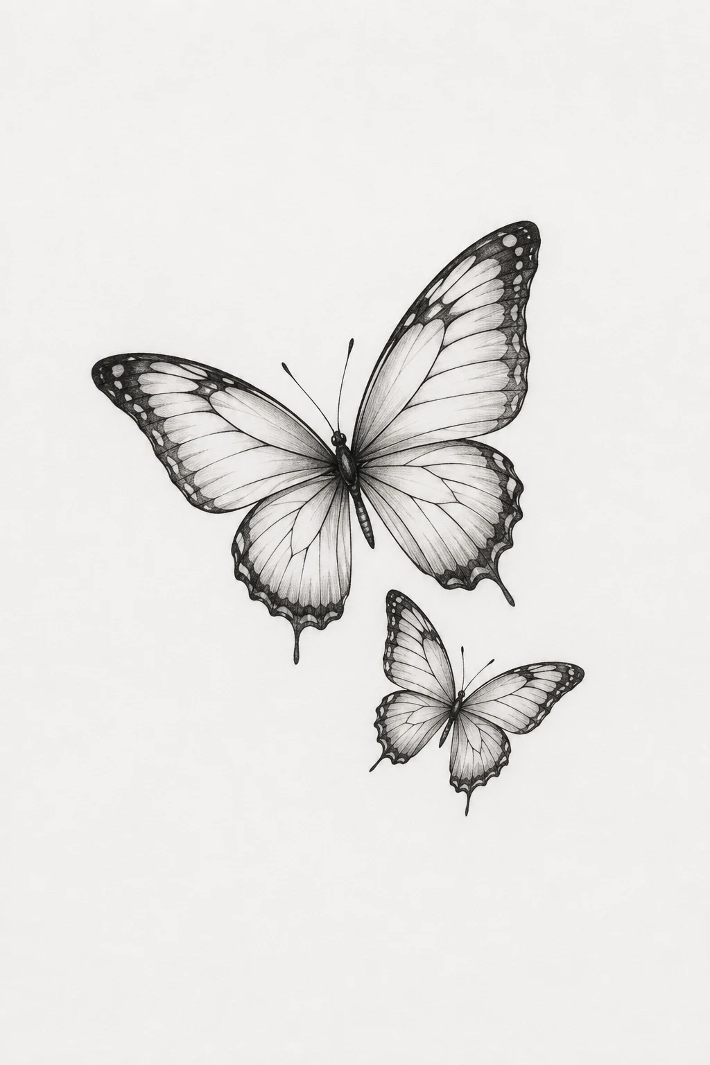 Two Butterflies, One Larger Than the Other — dainty butterfly tattoo style outfit