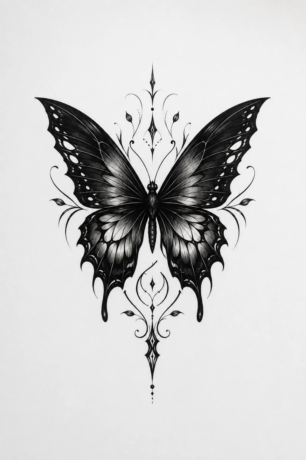Black Velvet Wings — A Classic Dark Butterfly Tattoo — dark butterfly tattoo style outfit