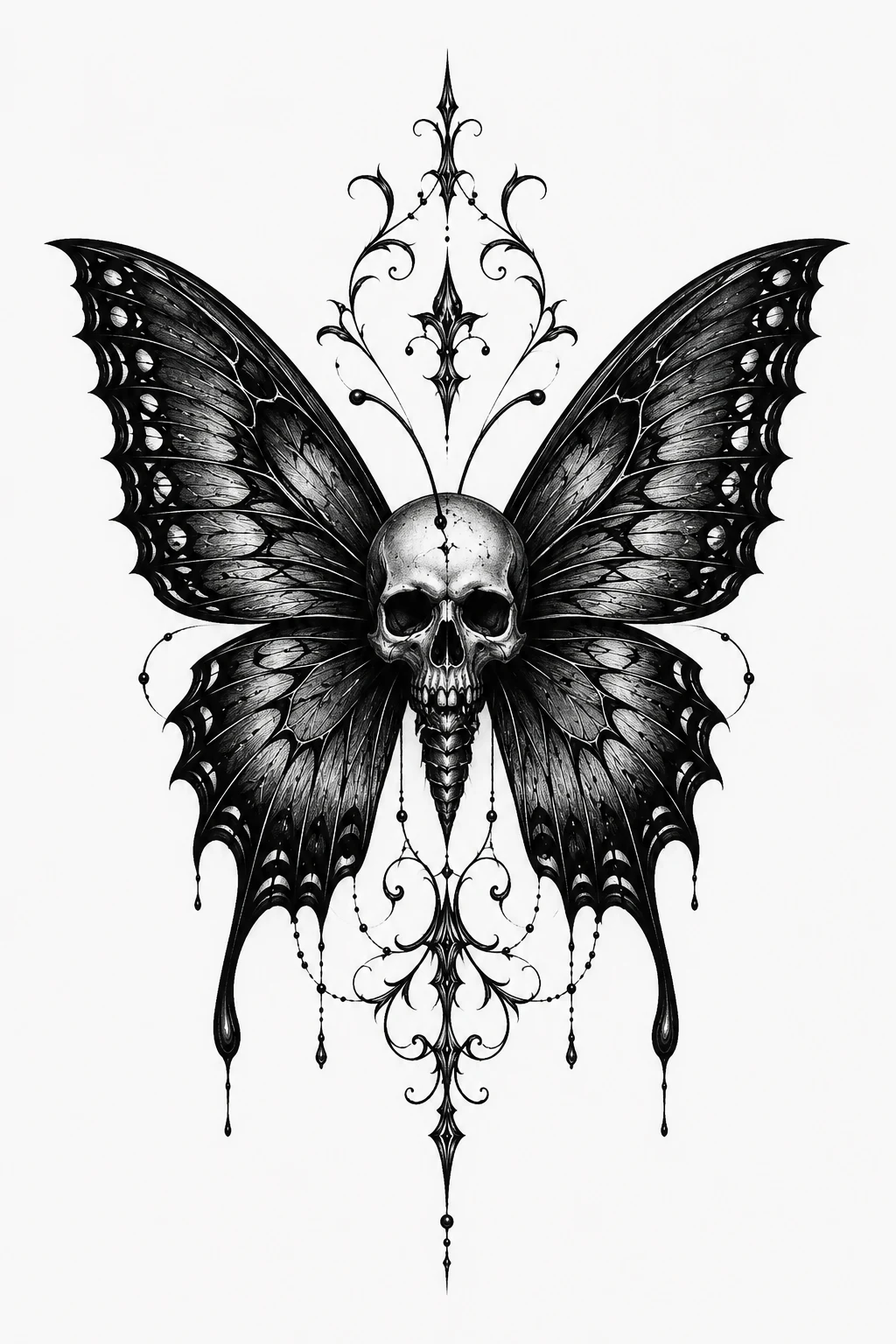 Butterfly and Skull — The Rebellious Transformation — dark butterfly tattoo style outfit