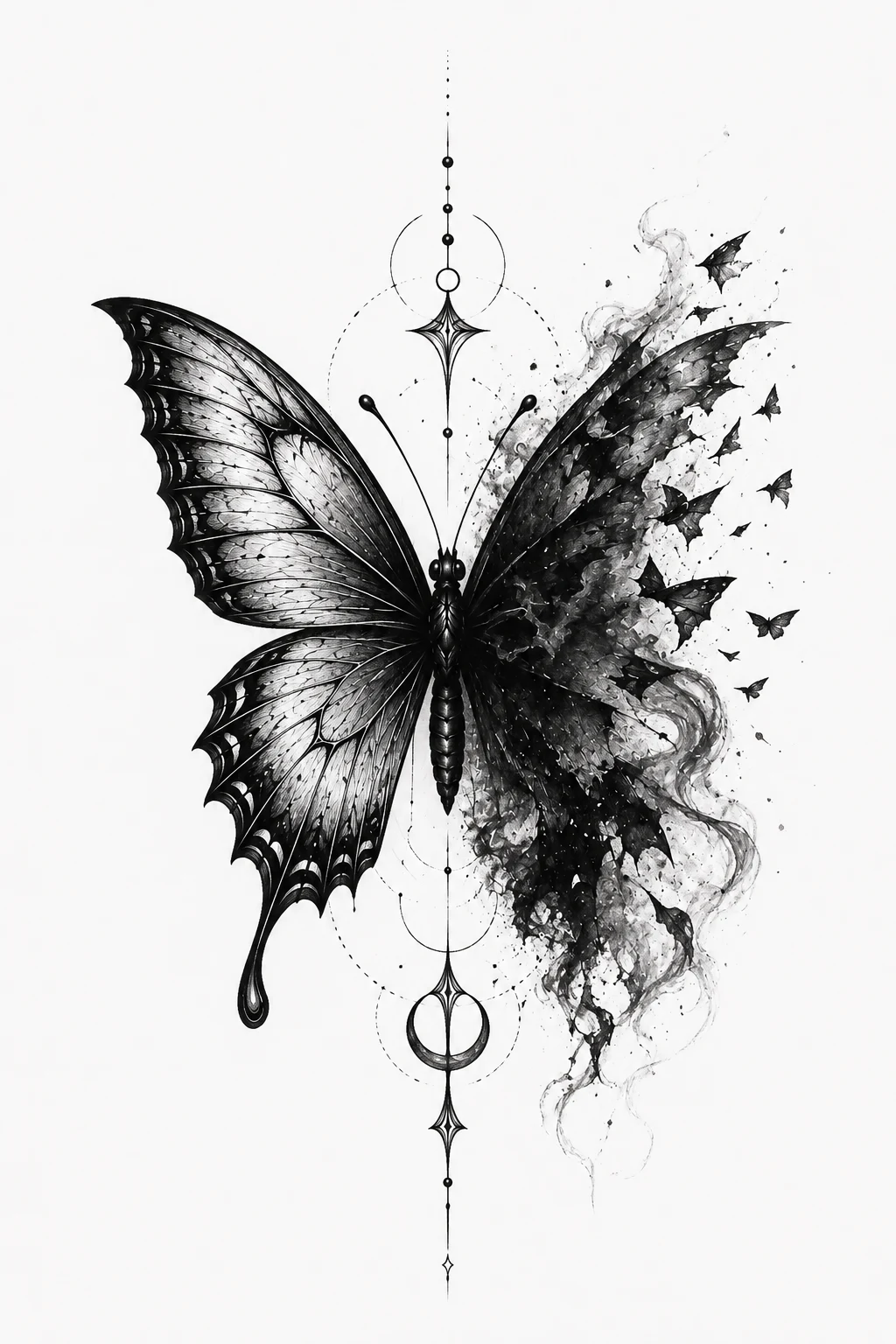 Half-Real, Half-Shadow — An Artistic Dark Butterfly Tattoo — dark butterfly tattoo style outfit