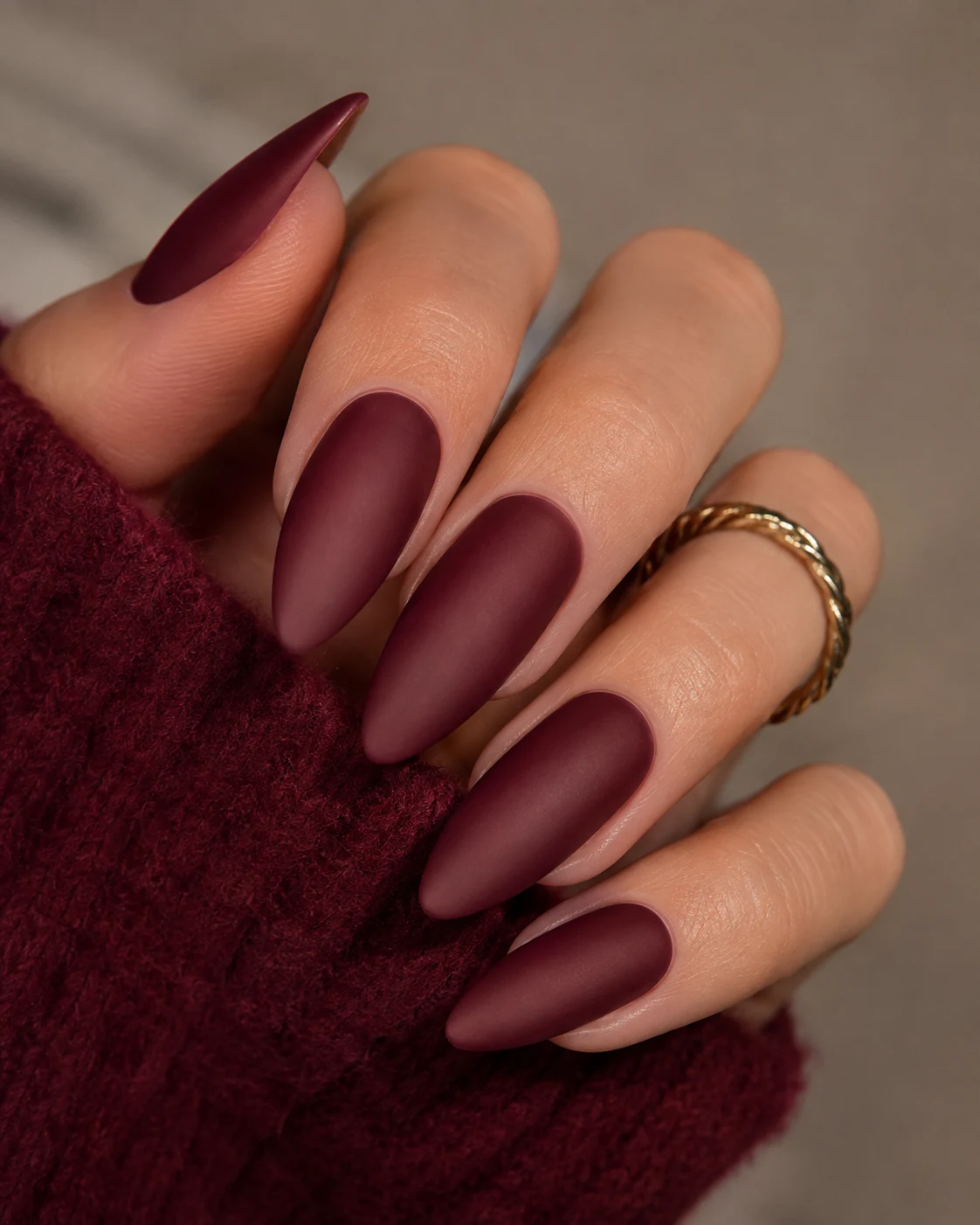 Matte Dark Cherry Red Nails — dark cherry red nail style outfit