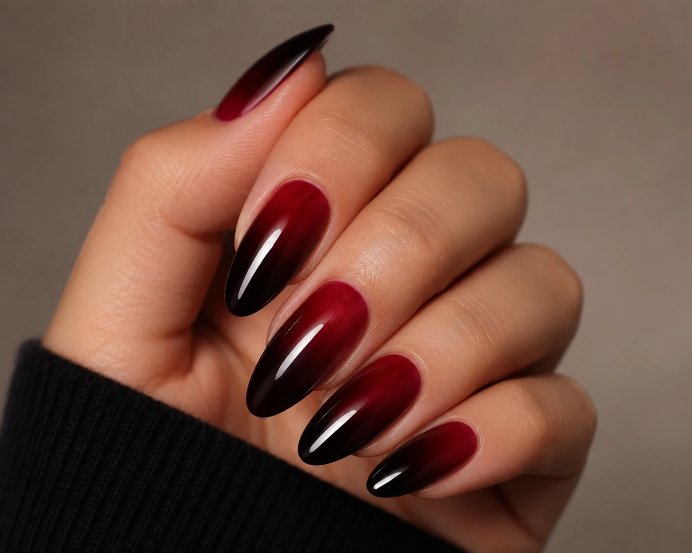 Dark Cherry Red Ombre Nails — dark cherry red nail style outfit